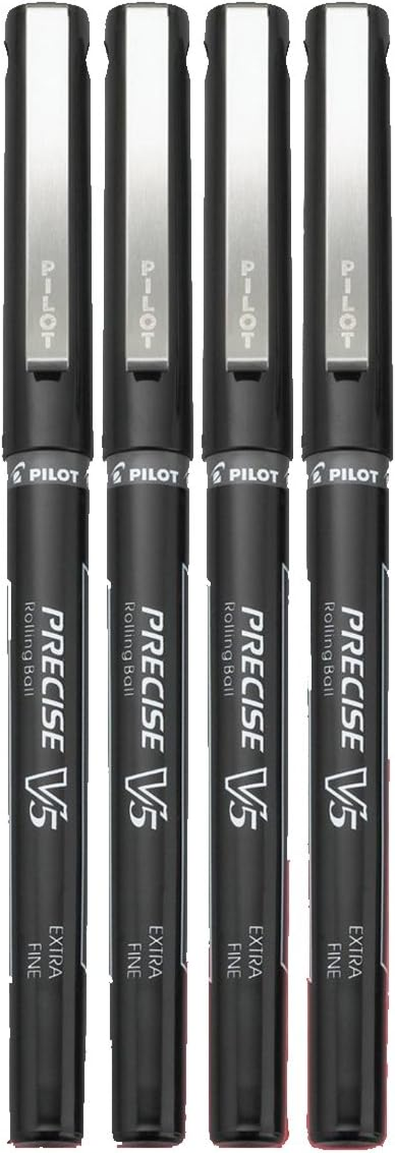Pilot, Precise V5, Capped Liquid Ink Rolling Ball Pens, Extra Fine Point 0.5 Mm, Black, Pack of 4 image number 1