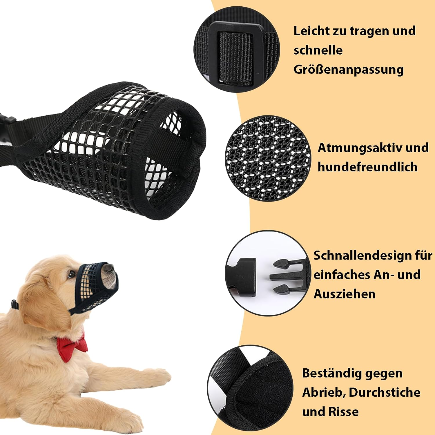Oiieco Muzzle for Dogs, Dog Muzzle, Adjustable Loop, Breathable, Safe, Soft Muzzle Prevents Biting, Prevents Biting, Chewing and Barking, for Small, Medium Dogs, Black, XS image number 5