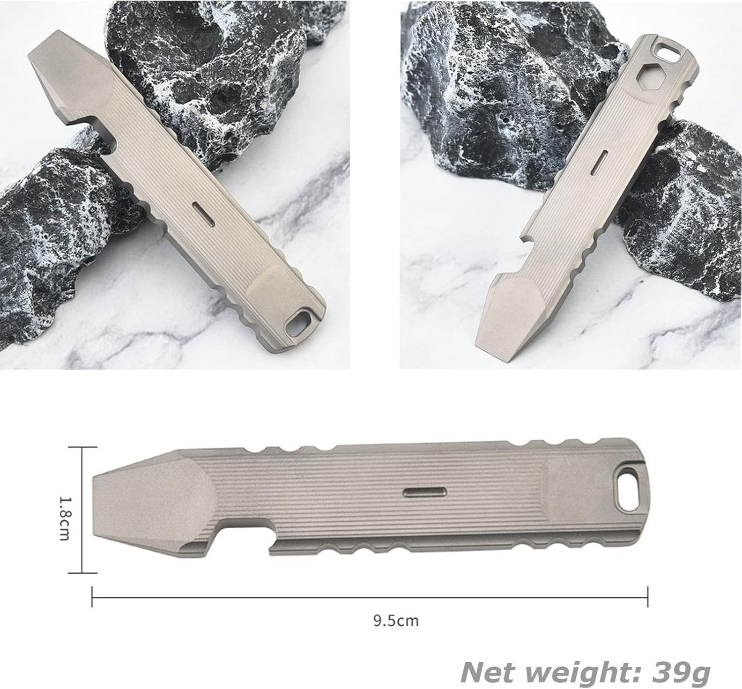 Hamans Titanium EDC Pry Bar Mini Multi Tool Bottle Opener Crowbar with Hole Multifunctional Portable EDC Tool image number 3