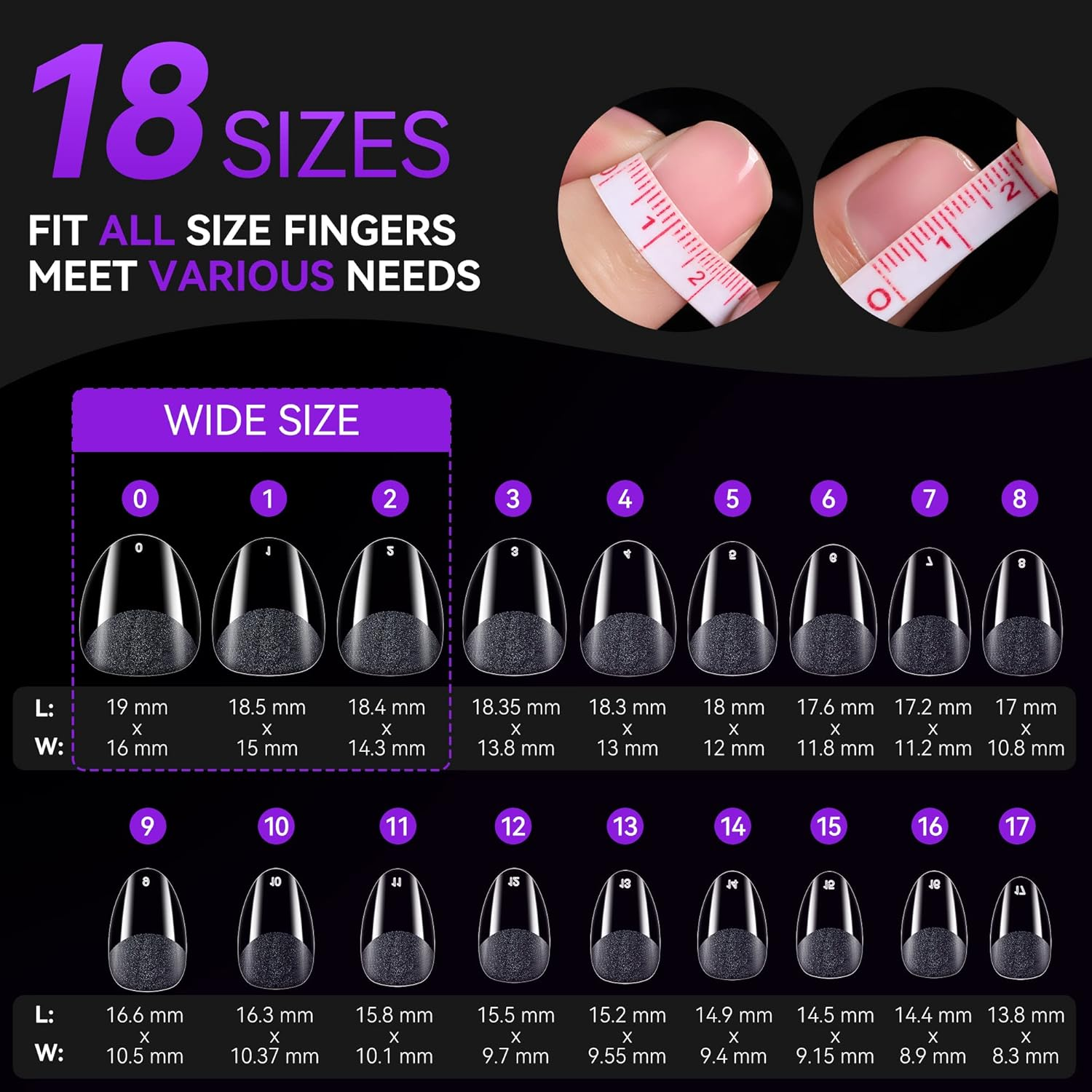 Gelike EC Nail Tips Almond for Salon: Almond Short Soft Gel Nail Tips for Manicure 240 Pcs 18 Sizes image number 3