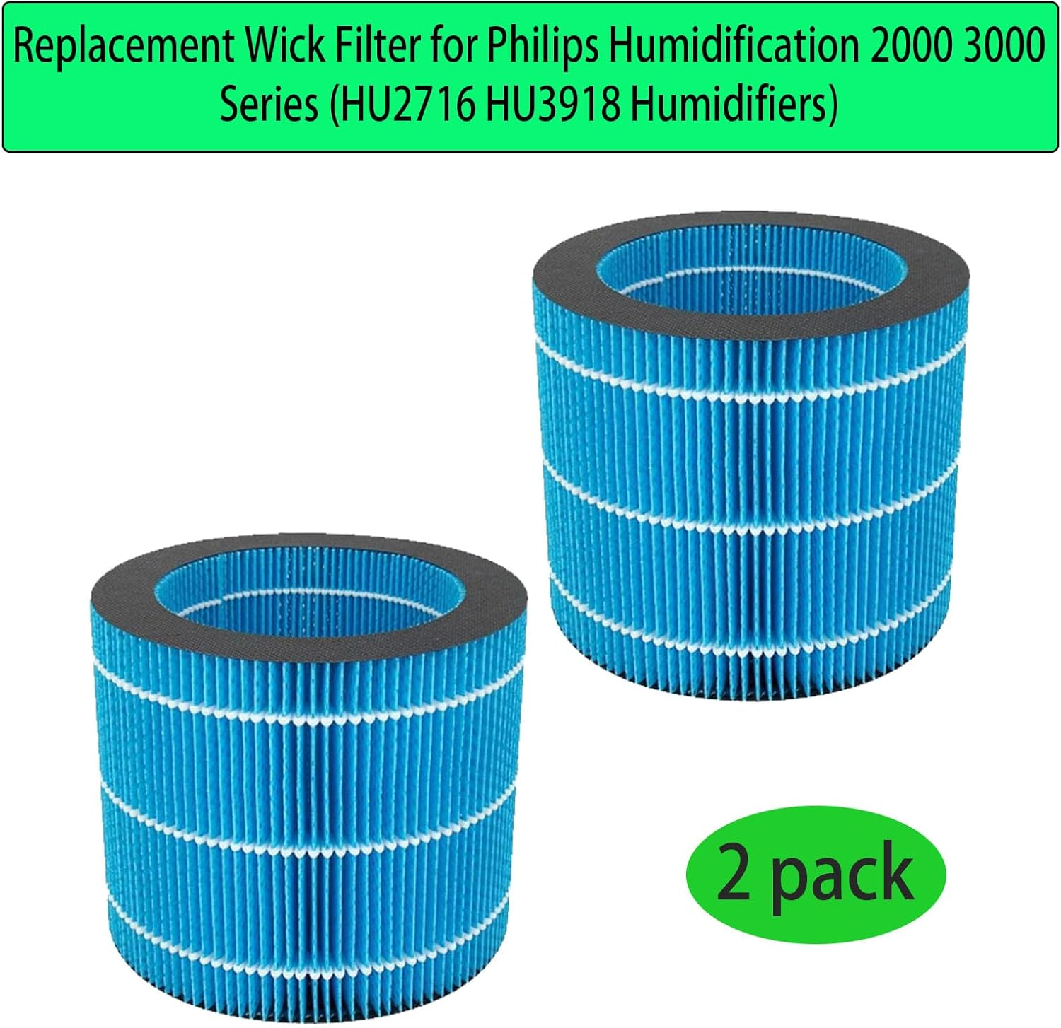 FY3446/30 Replacement Wick Filter for Philips Humidification 2000 3000 Series HU2716 HU3918 Humidifiers-2 Pack image number 1