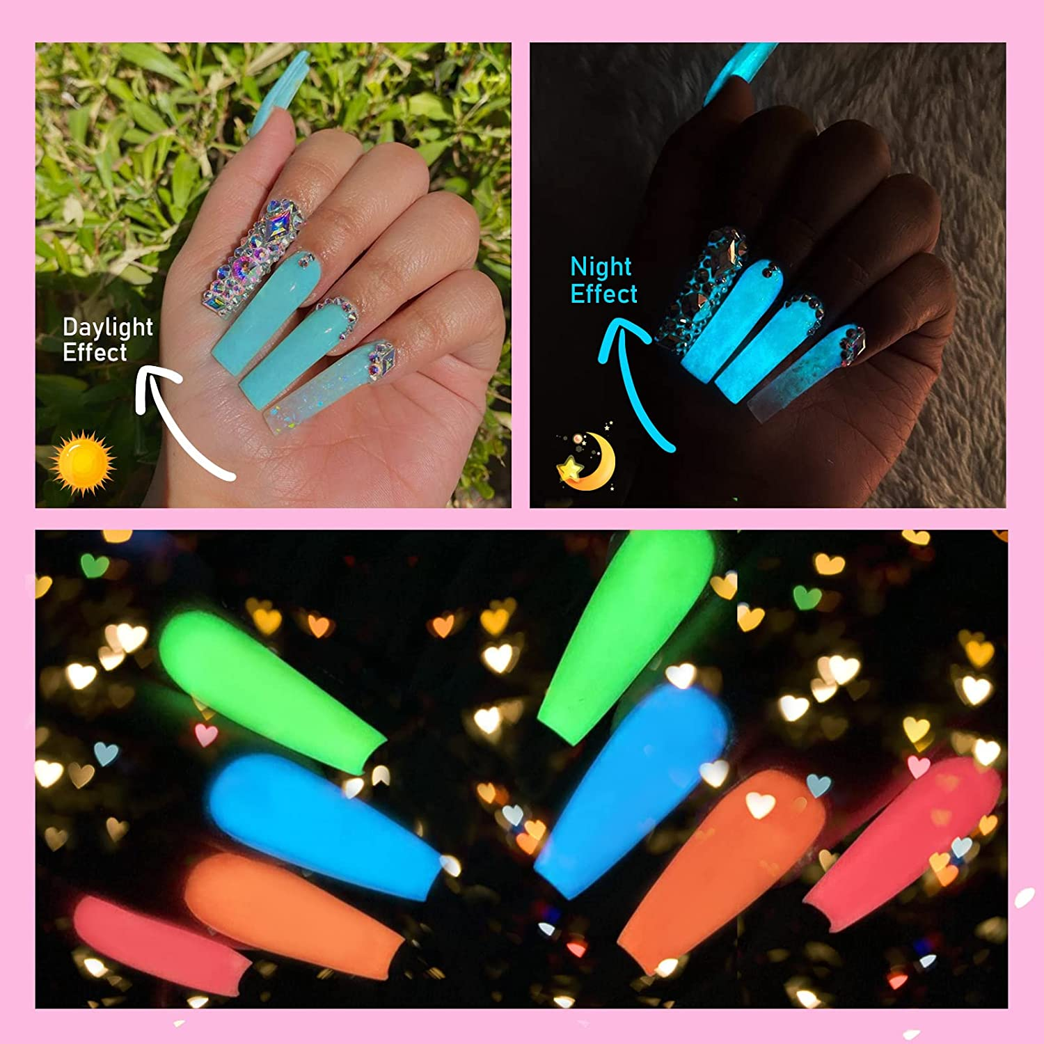 Saviland Glow in the Dark Gel Nail Polish Set - 12 Colors Luminous Neon Nail Gel Polish Set Soak off U V/LED Glow Effect Nail Polish for DIY Nail Art Design image number 5