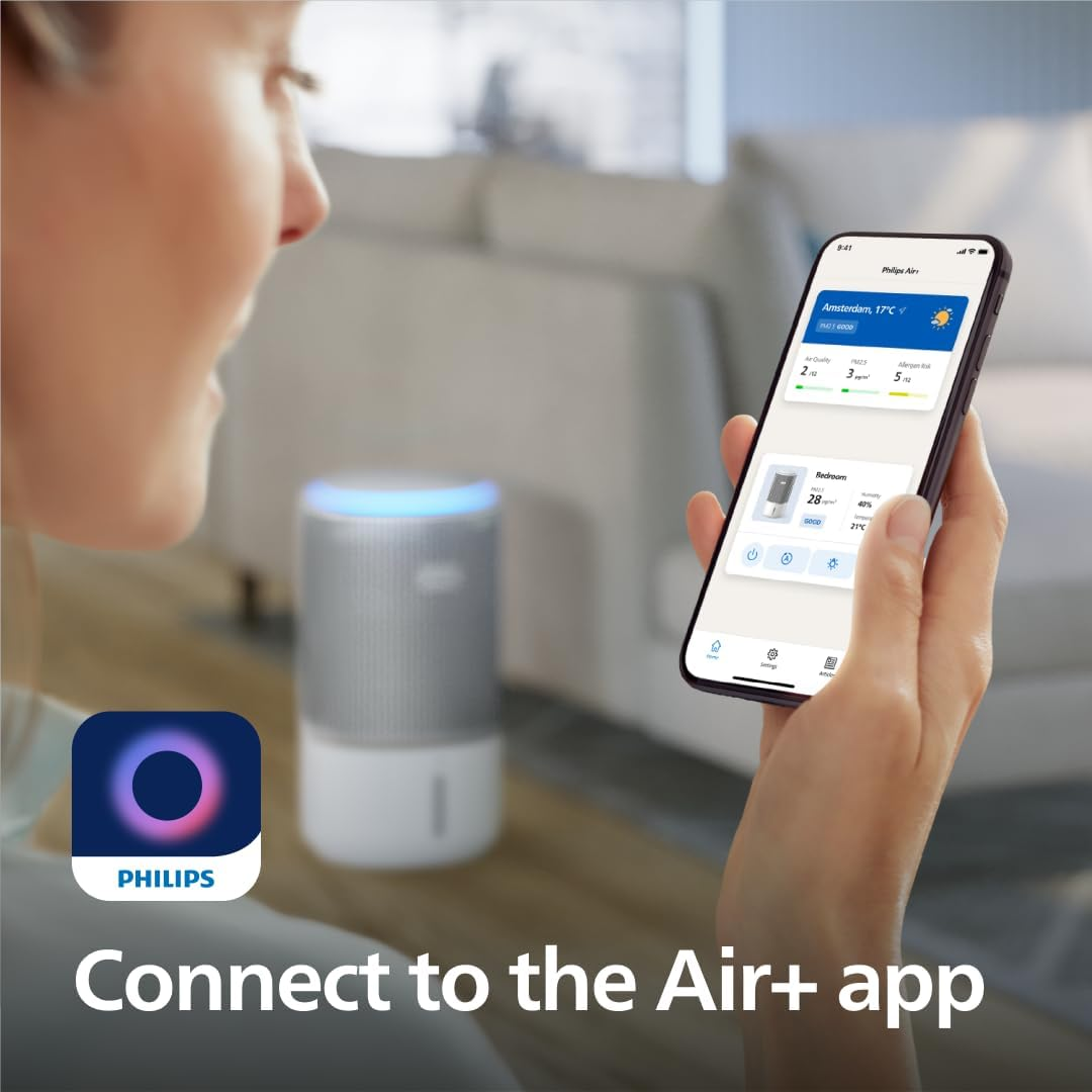 Philips 3400 Series 2-In-1 Air Purifier and Humidifier, HEPA Nanoprotect + Active Carbon Filter, Hygienic Humidification at 650Ml/H, CADR 300M&sup3;/H for 78M&sup2; (AC3420/10) image number 5