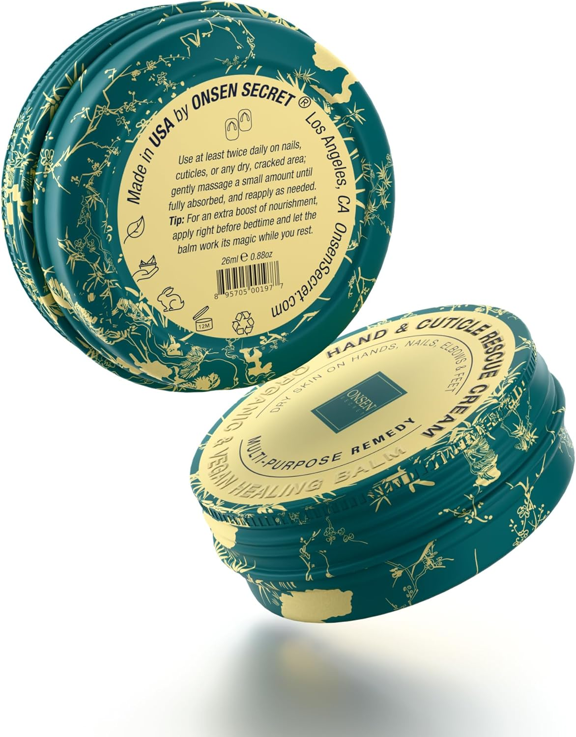 Onsen Hand & Cuticle Rescue Cream | Organic Nail Strengthener & Balm | Dry, Cracked Hands, Elbows & Feet | Shea Butter, Tsubaki & Jojoba Oil | Nail Repair & Growth, Vegan &ndash; 1 Pack (26Ml) image number 1