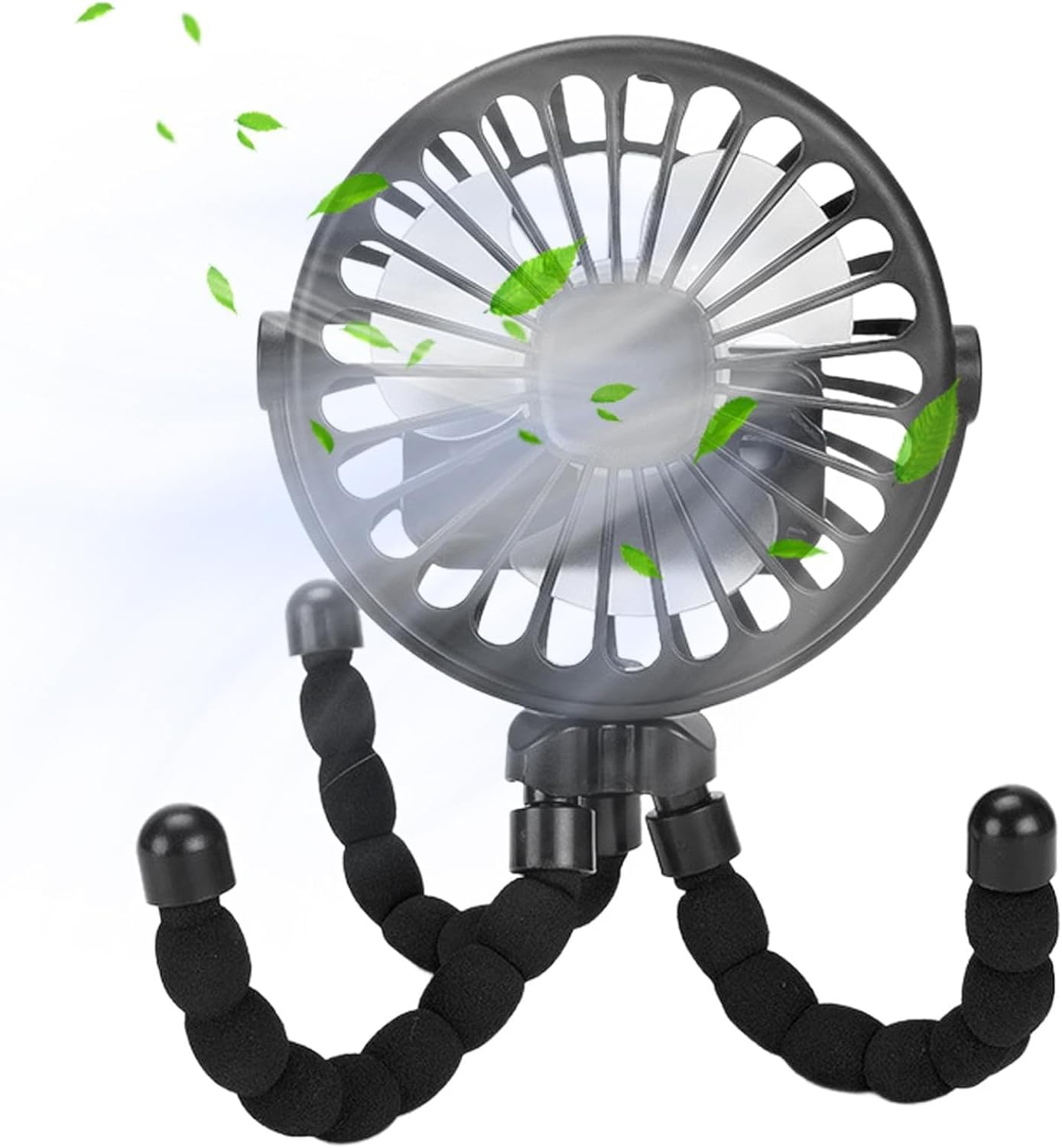 Time Vinql Stroller Fan, Outdoor Mini 3-Speed Portable Stroller Fan, Personal Desk Fan with Flexible Tripod, Car Seat Handheld Fan, Treadmill, Outdoor Camping (Black)