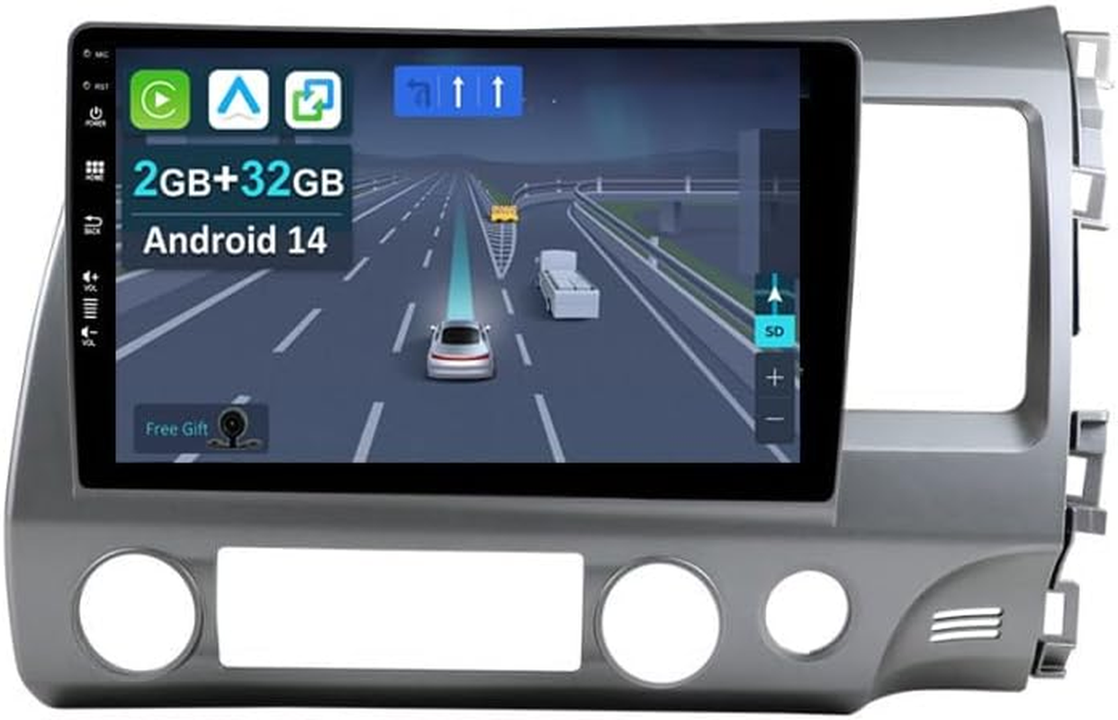 Car Stereo Radio for Honda Civic RHD 2006-2011 - 10.1 Inch Wireless Carplay&Android Auto GPS Wifi Bluetooth FM Backup Camera SWC (Fit for Bose System), 2+32Gb,Android 14 image number 2