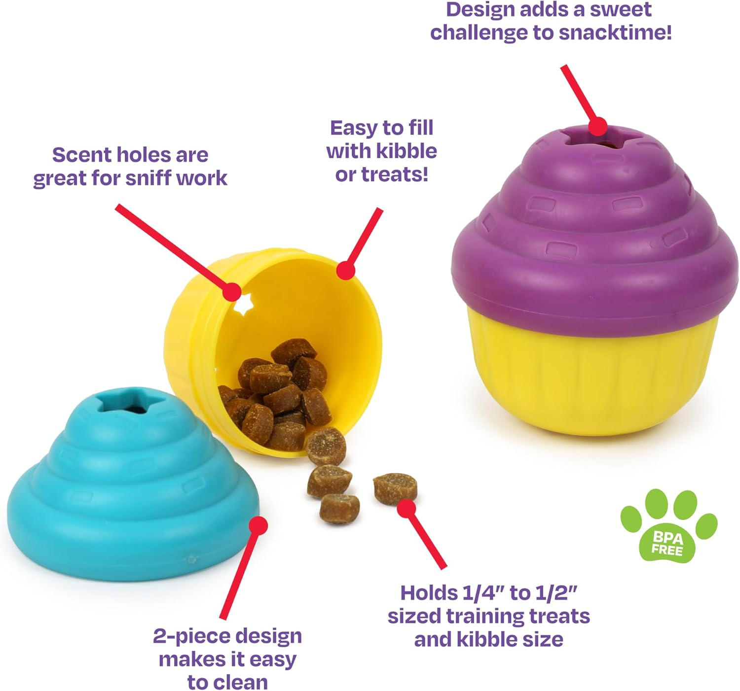 Brightkins Cupcake Treat Dispenser Dog Toy, Small image number 1