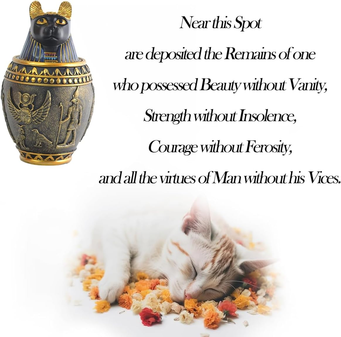 AIMALL Egyptian Cat Decorative Urn, Resin Anubis Jar with Lid, Vintage Style Pet Memorial, Internal Storage, 7.28In image number 3