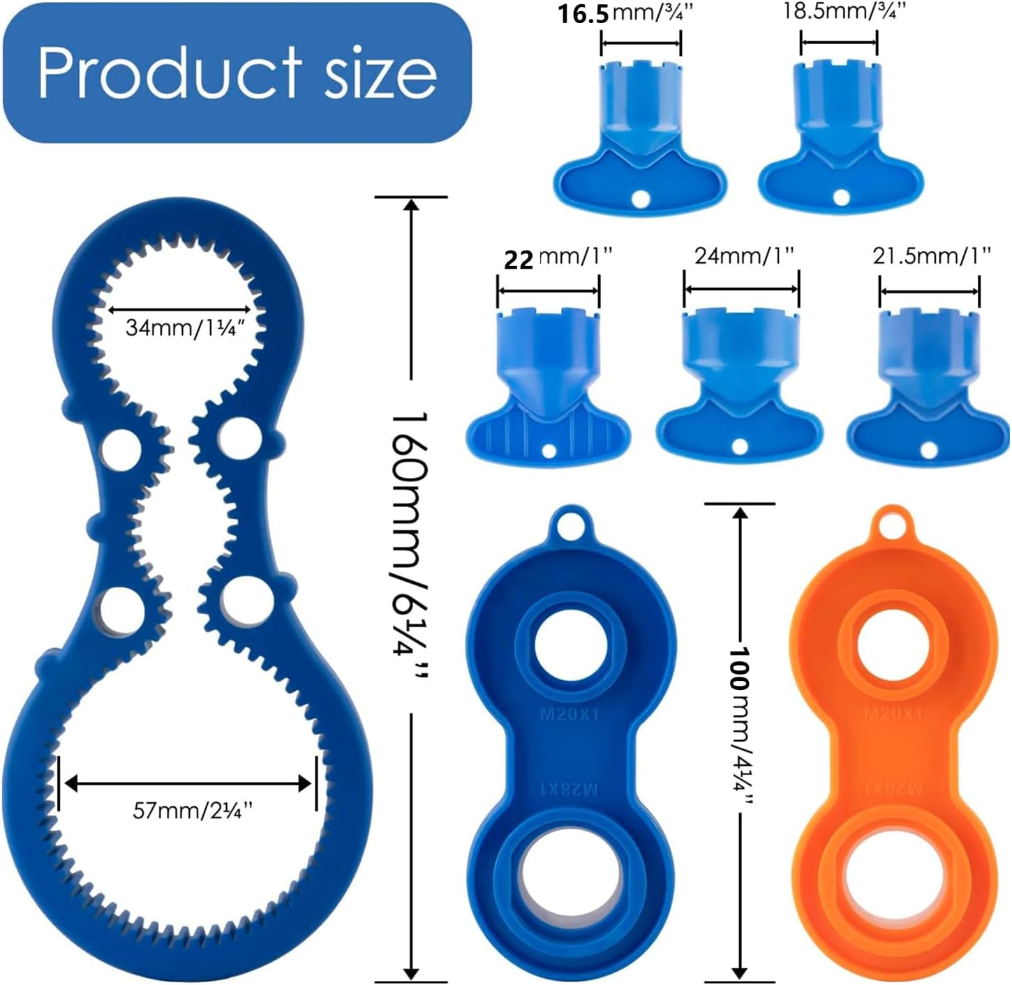 8 Pcs Aerator Key Faucet Removal Tool Set, Wrench with Housing Tool, Replacement Cache Aerator for Sink M 16.5, 18.5, 21.5, 22, 24Mm Faucet Flow Limiter (8 Pcs) image number 4