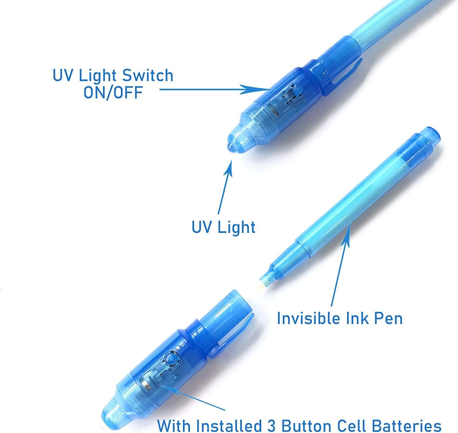 ZDY Invisible Ink Pen 28Pcs Spy Pen Invisible Disappearing Ink Pen with UV Light Magic Spy Marker for Secret Message and Kids Party Christmas Halloween Easter Goodies Bags Toy image number 2