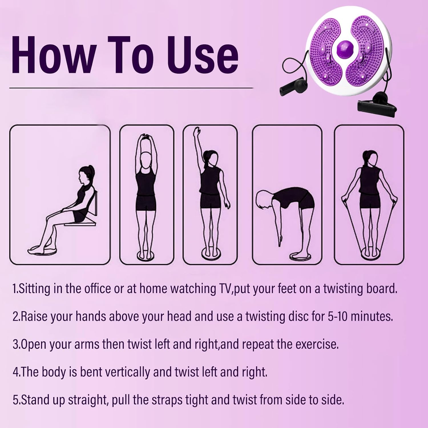 Waist Whisper, Waist Twisting Disc with Drawstring and Foot Massage Waist Sculptor Machine Twister Body Shaping Waist Twisting Disc Fitness Turntable for Women Adults Weight Loss/Cardio Exercise image number 2