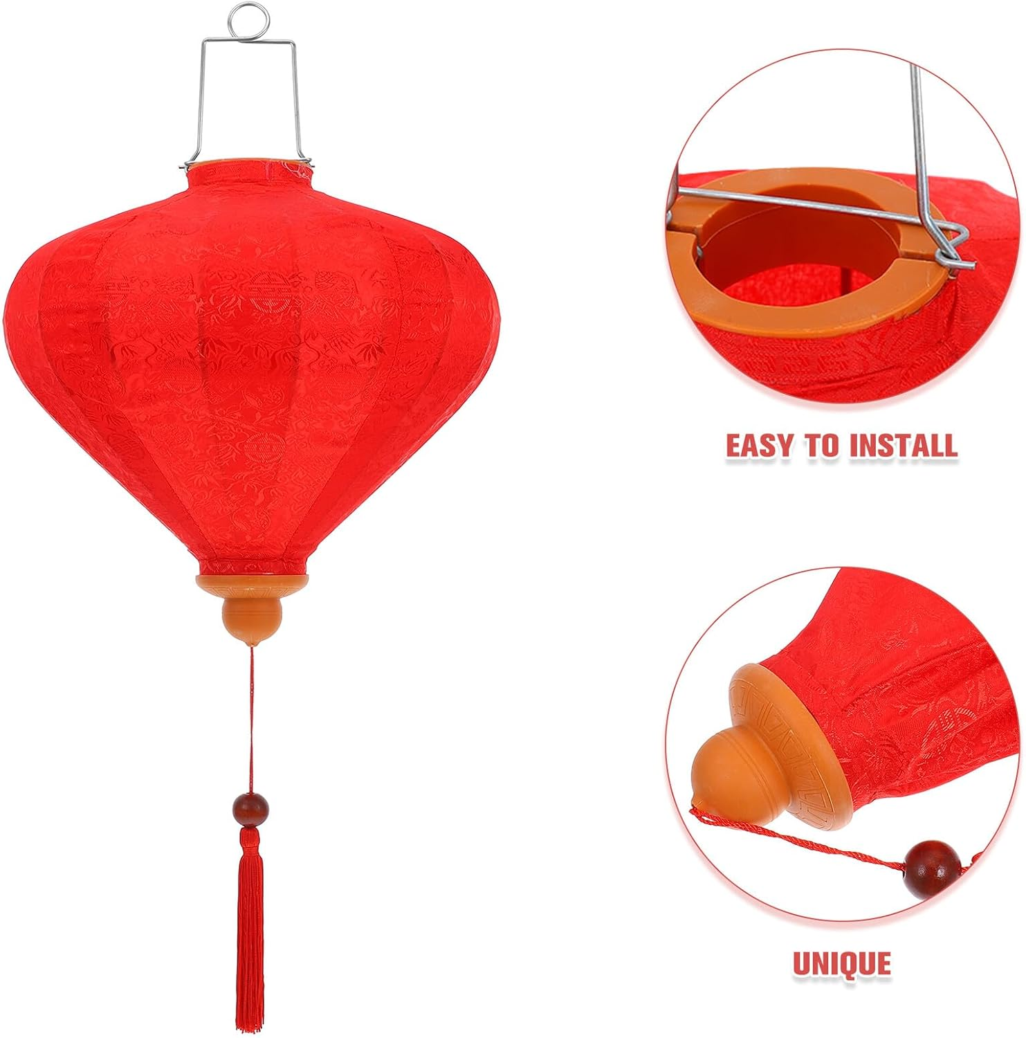 Iplusmile Vietnamese Diamond-Shaped Silk Lantern 12-Inch Red Hanging Lantern Decorative Outdoor Asian Wedding Party New Year Festival Ornament image number 5