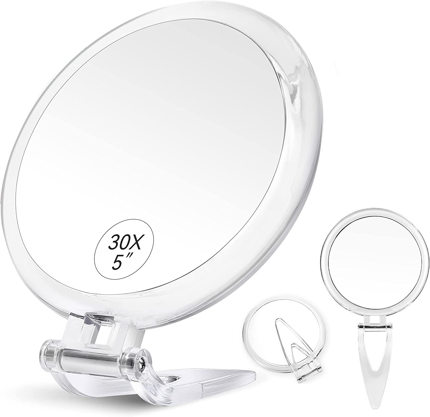 30X Magnifying Mirror, 30X/1X Two Sided Hand Mirror,Travel Mirror for Precise Makeup Applications,Tweezing, and Blackhead/Blemish Removal，5 Inch image number 4