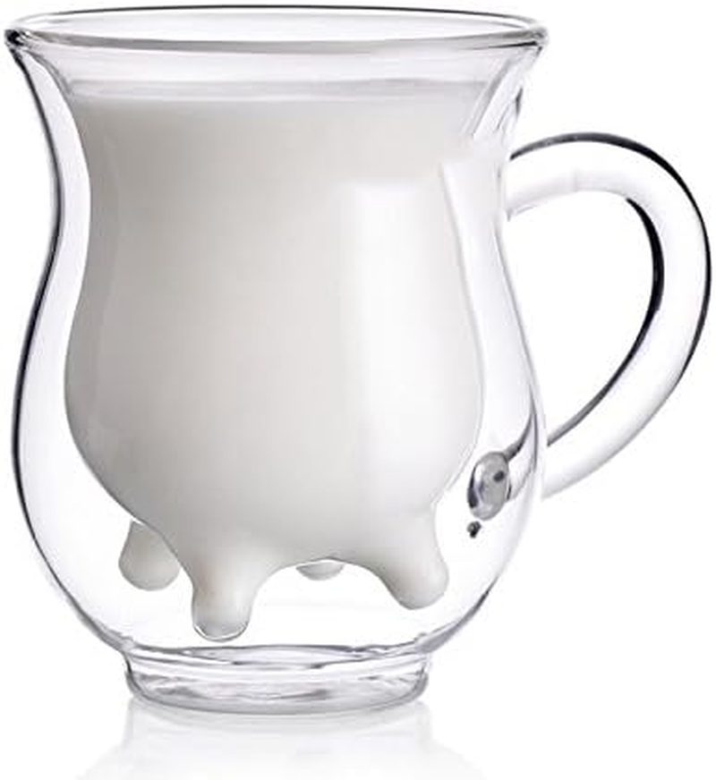 Xshelley Double Wall Glass Cup - Creative Cup Cute Calf Insulated Mugs Thermo Coffee Milk Cups Creamer Pitcher image number 2