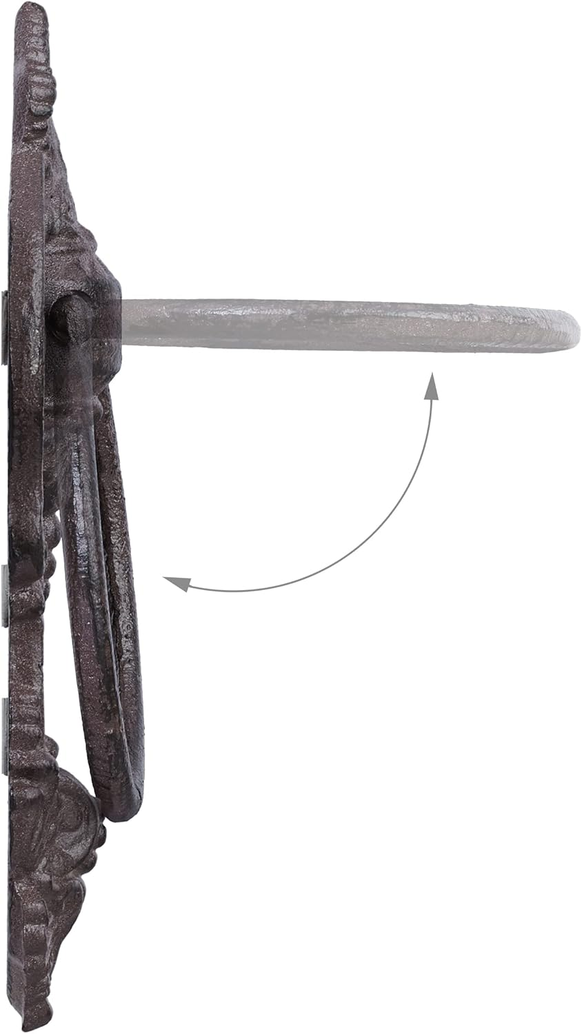 Relaxdays Antique Knocker, Cast Iron, Embellished Knocking Ring, for Front Door, Hxwxd: 25.5 X 10.5 X 2.5 Cm, Brown,10029005 image number 2