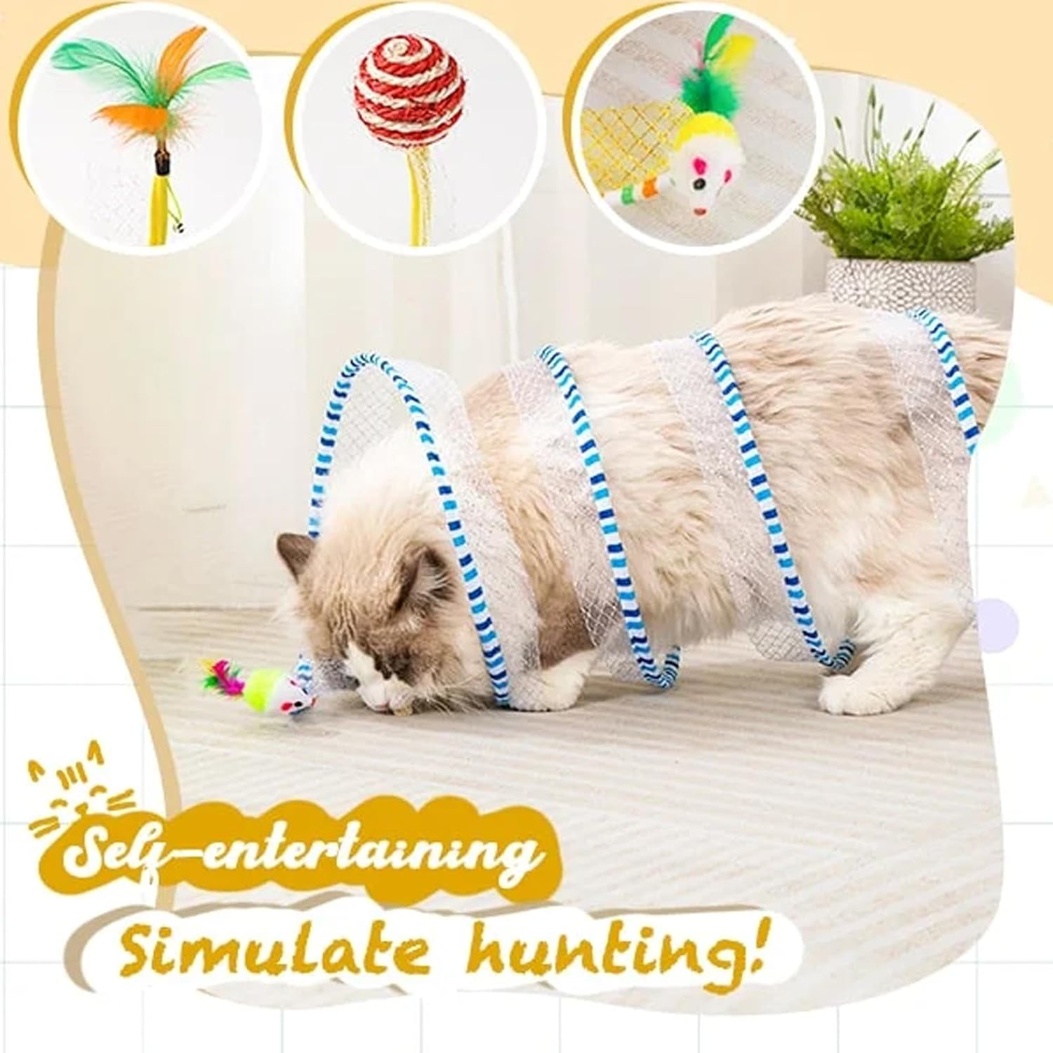 Self-Play Cat Hunting Spiral Tunnel Toy, Cat Tunnels for Indoor Cats, Cat Spring Toy, Spiral Tunnel Cat Toy, Cat Spring Toy Cat Spiral Tunnel Toy for Indoor Cats Play (D) image number 5
