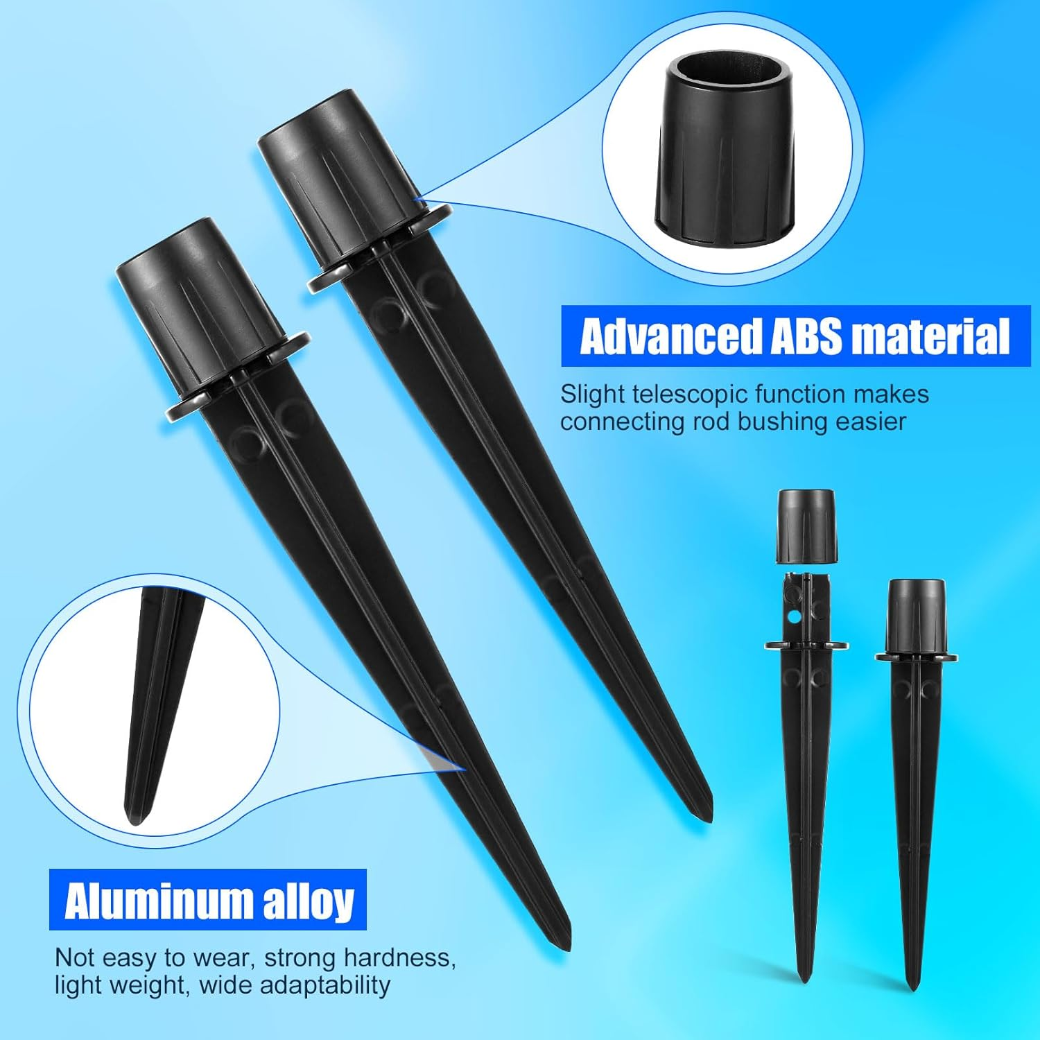 Lasuroa 6Pcs Solar Light Replacement Stakes, 5.31X0.78 Inch Metal Replacement Solar Led Spikes Outdoor Lighting Ground Stakes Accessories Parts with Tape for Garden Landscape Pathway Yard Decor image number 2