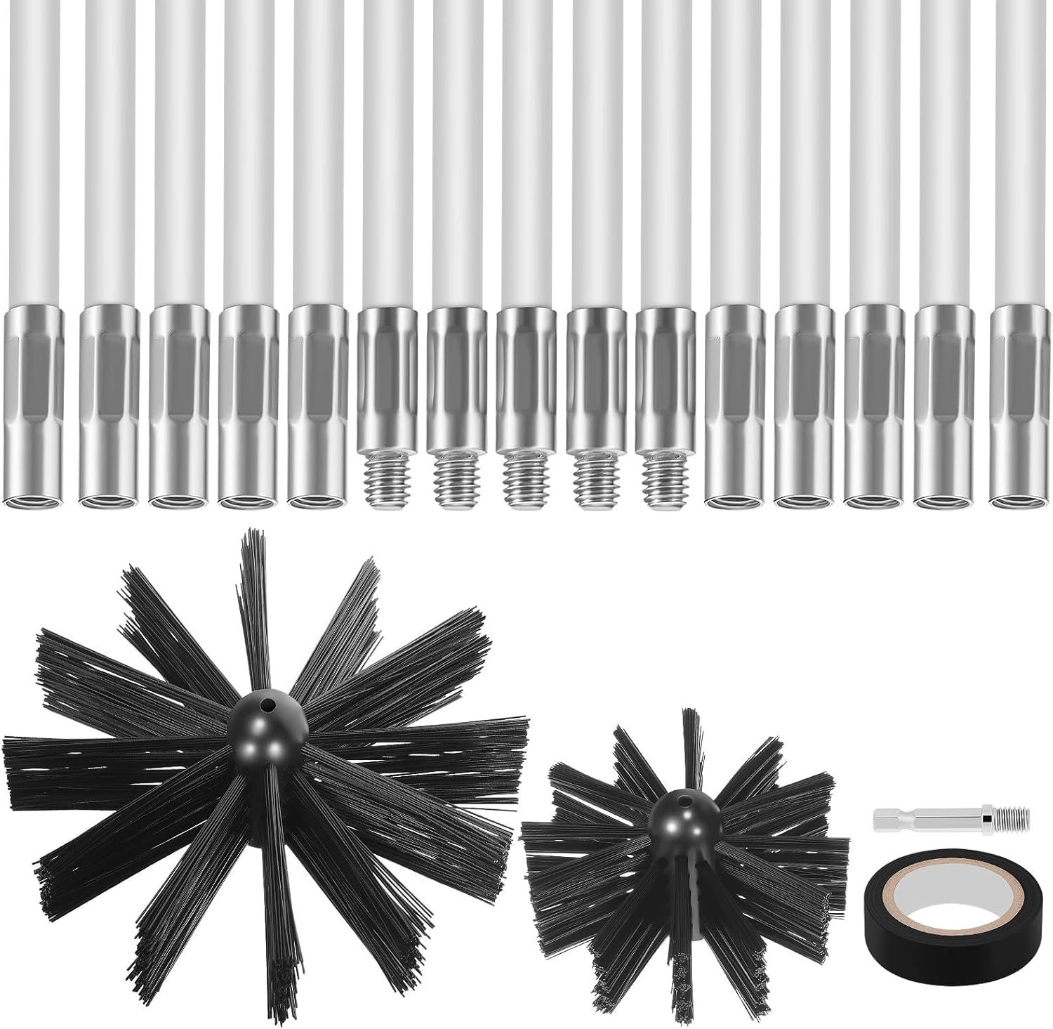 Balacoo Chimney Sweep Brush Kit, 20 Feet Chimney Cleaning Brush with 15 Flexible Extendable Rods & Two Sizes Heads for Fireplace Stove Efficient Maintenance image number 2