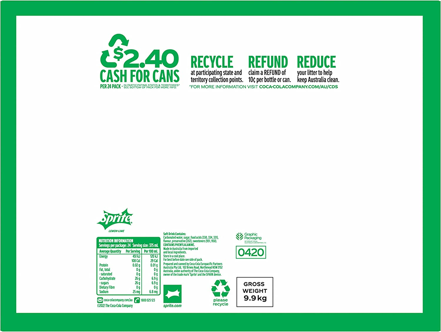 Sprite Lemonade Soft Drink Multipack Cans 24 X 375 Ml image number 6