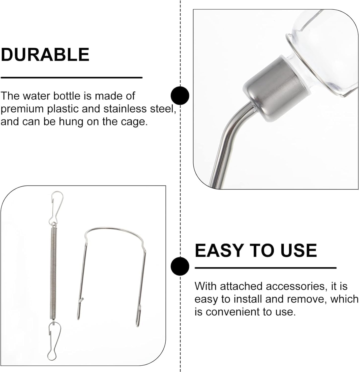 Guinea Pig Water Bottle,Plastic Rabbit Water Dispenser Hanging Small Animals Cage Water Drinking Bottles for Rabbits Chinchillas Ferret Guinea Pigs,350Ml image number 4