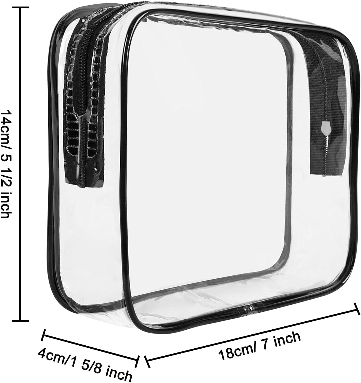 APREUTY Clear Makeup Bags, TSA Approved 3 Pcs Cosmetic Makeup Bags Set Clear PVC with Zipper Handle Portable Travel Luggage Pouch Airport Airline Vacation Organization (Black) image number 5