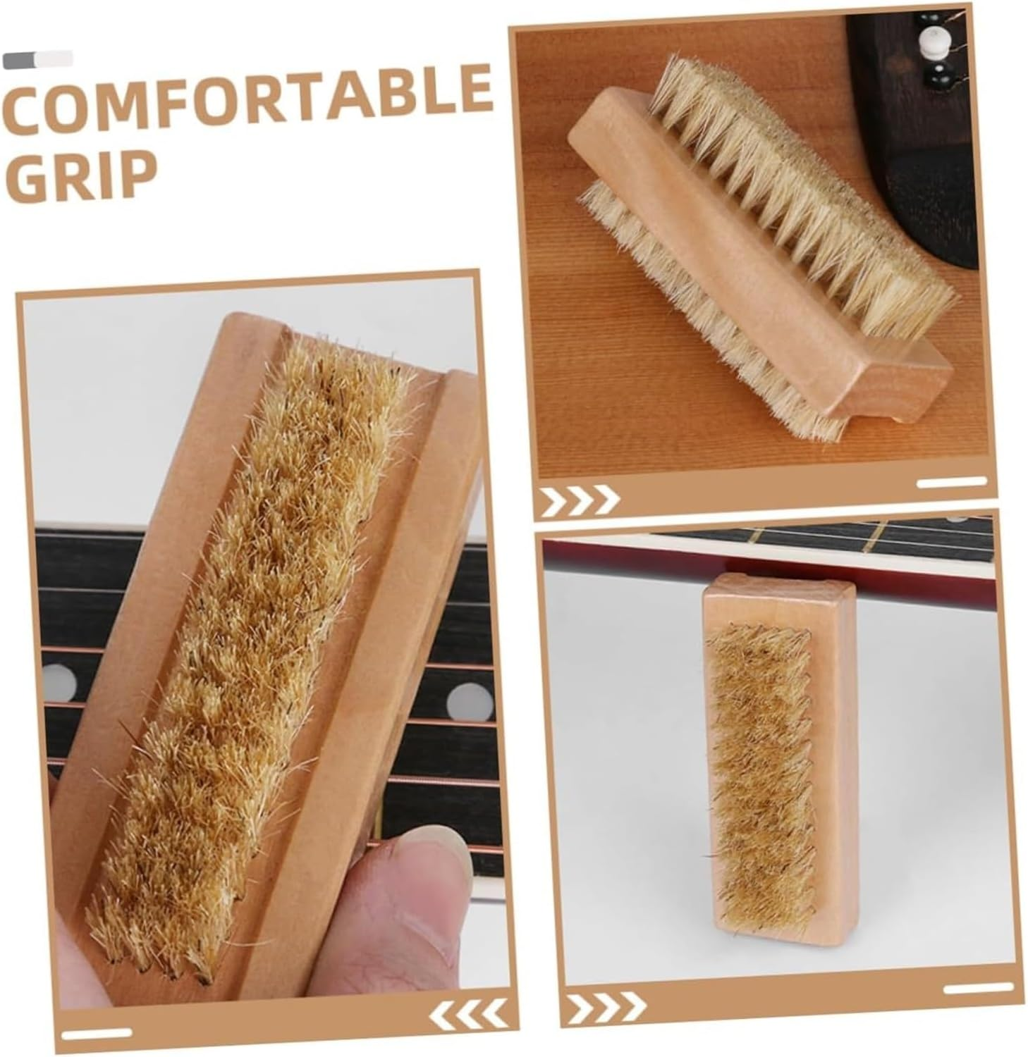 Bamboo Nail Brush for Cleaning Fingernails &ndash; Stiff Bristles for Nail Care, Eco-Friendly Wooden Hand Brush for Manicure, Cleaning (2PC)