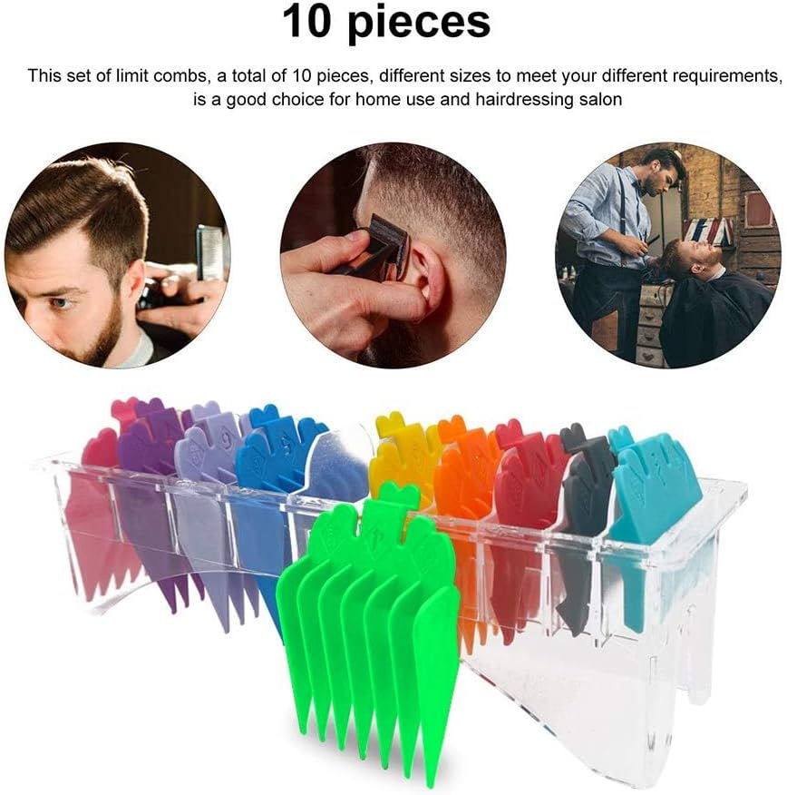 Admecoo 10PCS Hair Clipper Guide Comb Set for Wahl Hair Clippers Limit Combs Hair Trimmer Guards Attachments Hair Salon Tool Set image number 2