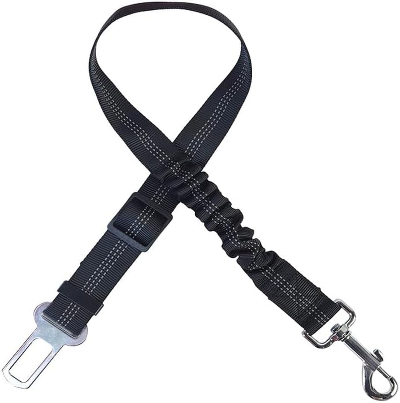 Dog Seat Belts for Cars of Medium/Large Dogs, Adjustable Pet Seat Belt for Dog Harness with Dual Safe Bolt Hook and Elastic Durable Nylon Dog Safety Belt for Car (Black, 2 Pcs) image number 3