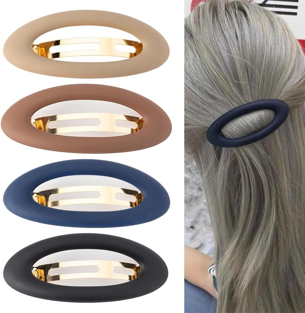 Bangbobi Set of 4 Ellipse Hair Clips for Women, Automatic, Large, Matt, Classic French Hair Clip Set for Women & Girls, Hair Accessories image number 2