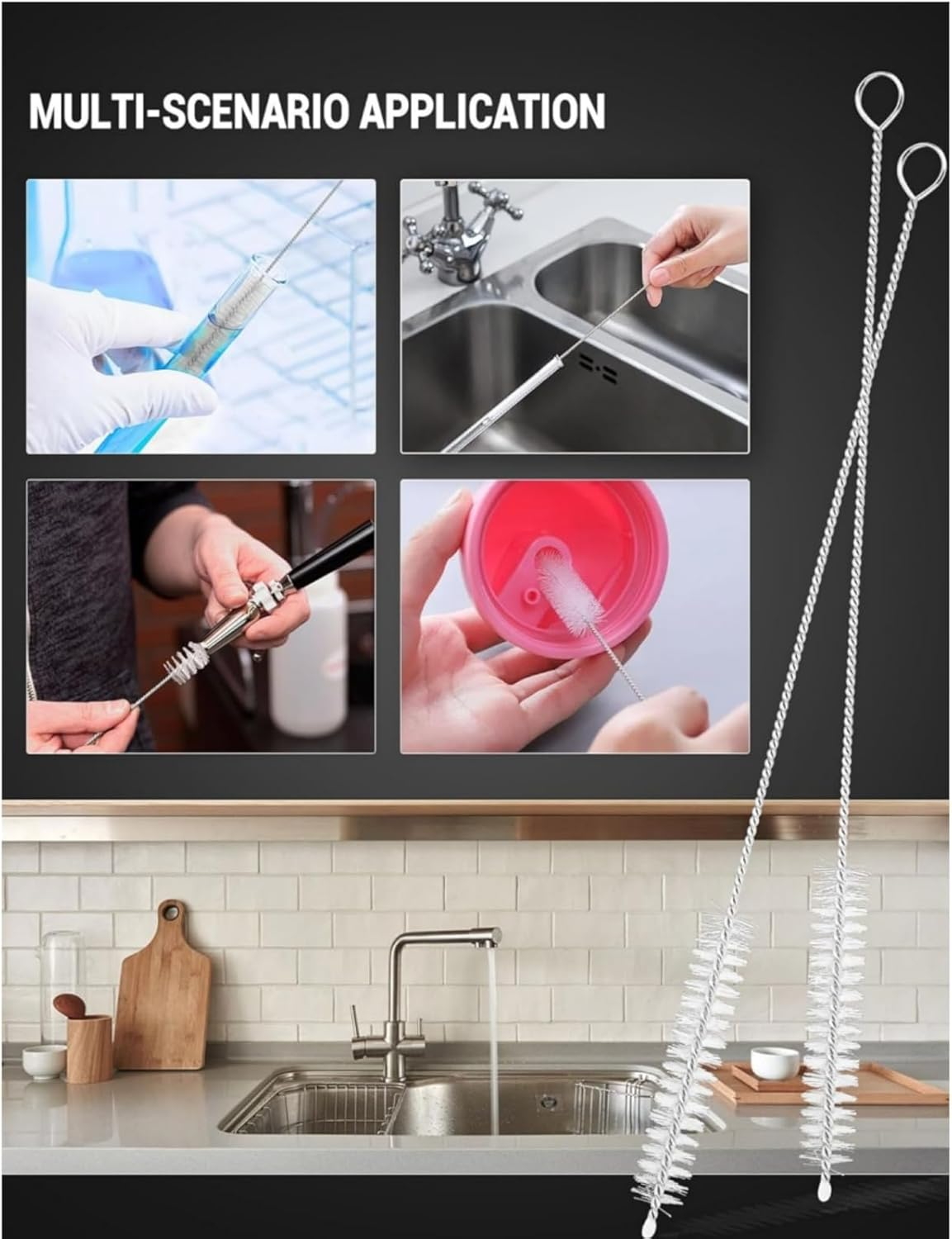 Auto Sunroof Cleaning Tool, 120 Inch Flexible Pipe Brush, 2PCS Tube Cleaning Brushes for Car Sunroof, Windshield Wiper Drain Hole image number 4