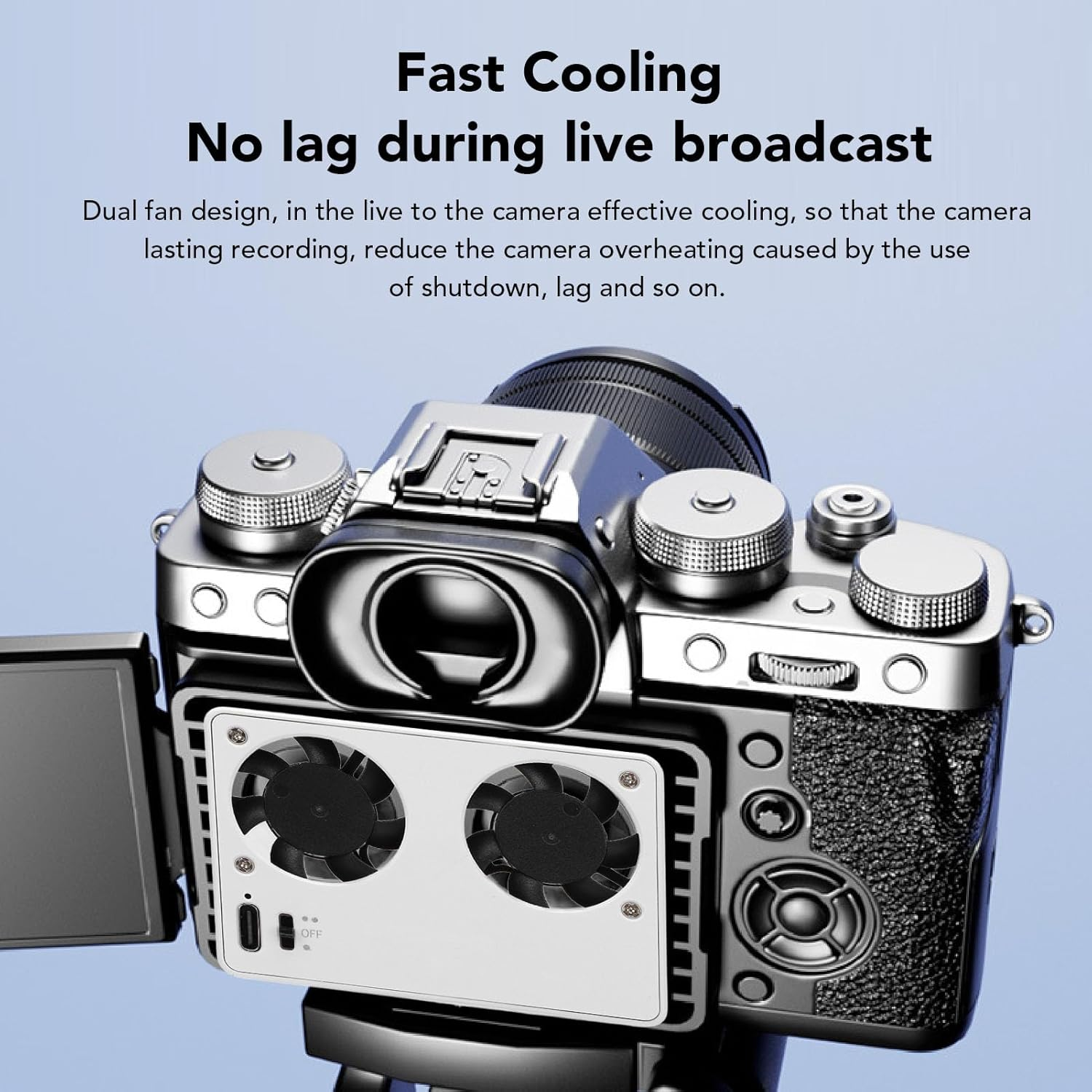 Camera Cooling Fan for A7M4, ZVE1, ZV1 - Quiet Dual Fan with Adjustable Speed, 5V Type C Power, 26Db Low Noise