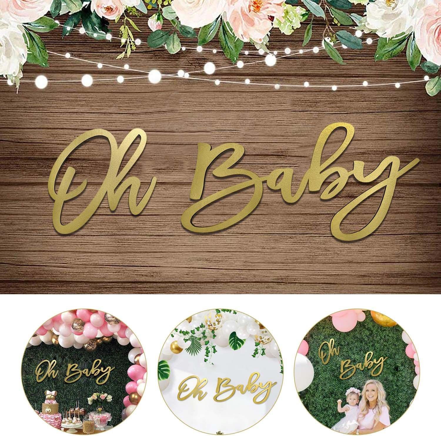 Wooden Baby Shower Sign with Gold Painted, Perfect Baby Shower Party Banner for Baby Shower Boy/Girl Decorations Gender Reveal Backdrop Party Photography Background image number 3