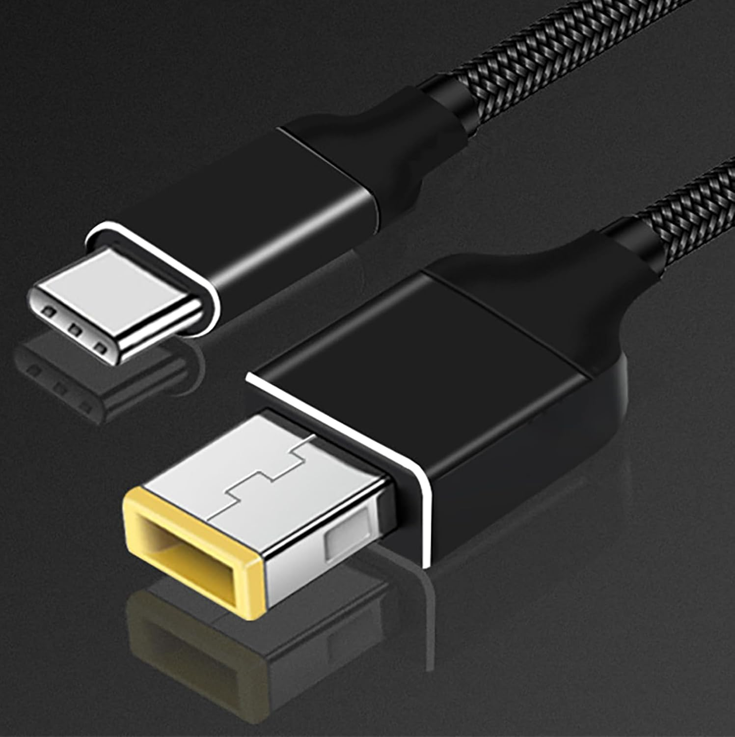 Tunghey USB C to Slim Tip Laptop Charging Cable Adapter Male Type C to Square Converter 100W PD Power Charger Supply Extension Cord for Yoga Ide-Apad Legion T470S T470 T460S T450S 1.8M image number 2