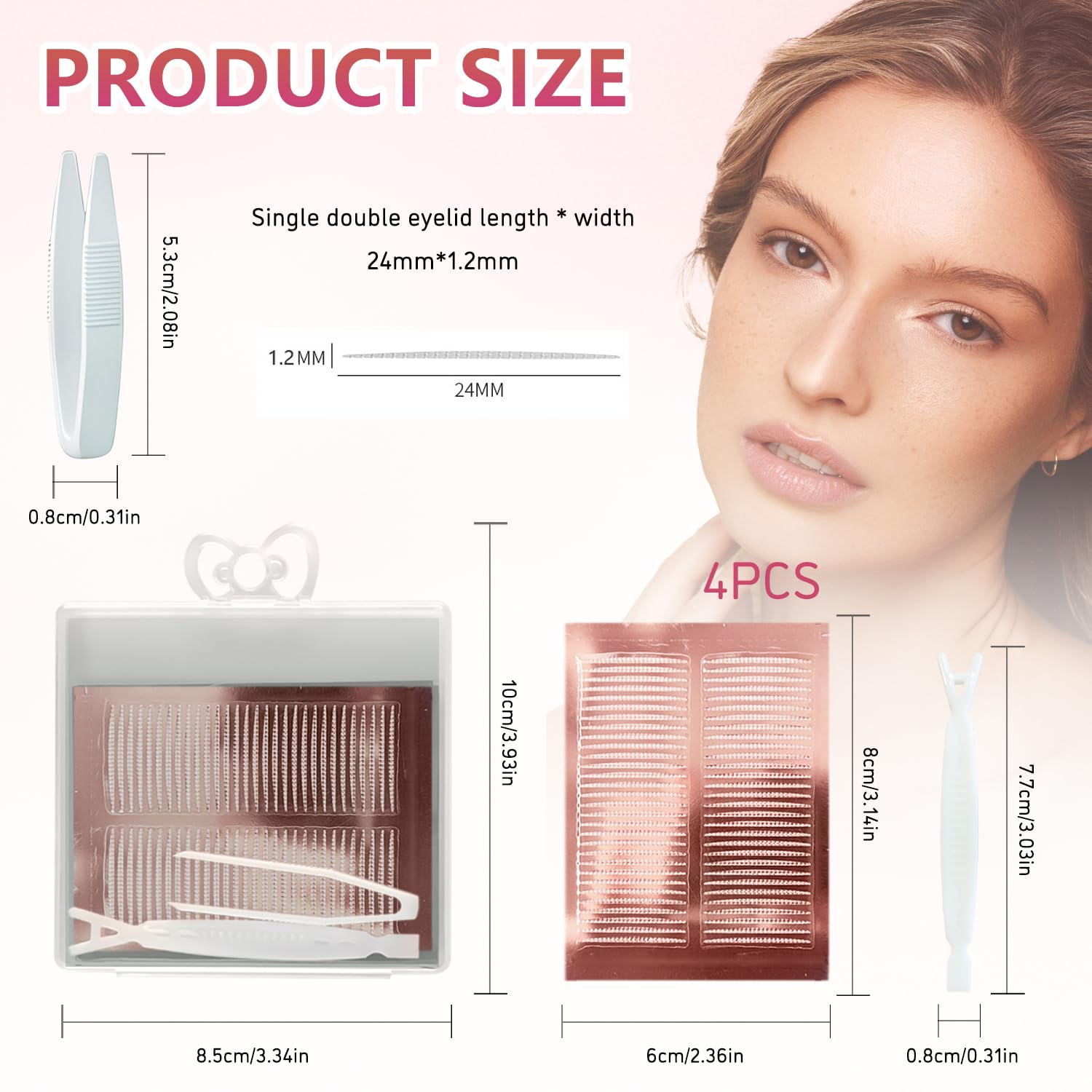 TORMEN 120 Pairs Double Eyelid Lift Strips Invisible Tape Stickers Waterproof Natural Lace Mesh with Forked Rods for Covered Droopy Thick Eyelids Suitablemost Eye Shapes (Elliptical Shape) image number 5