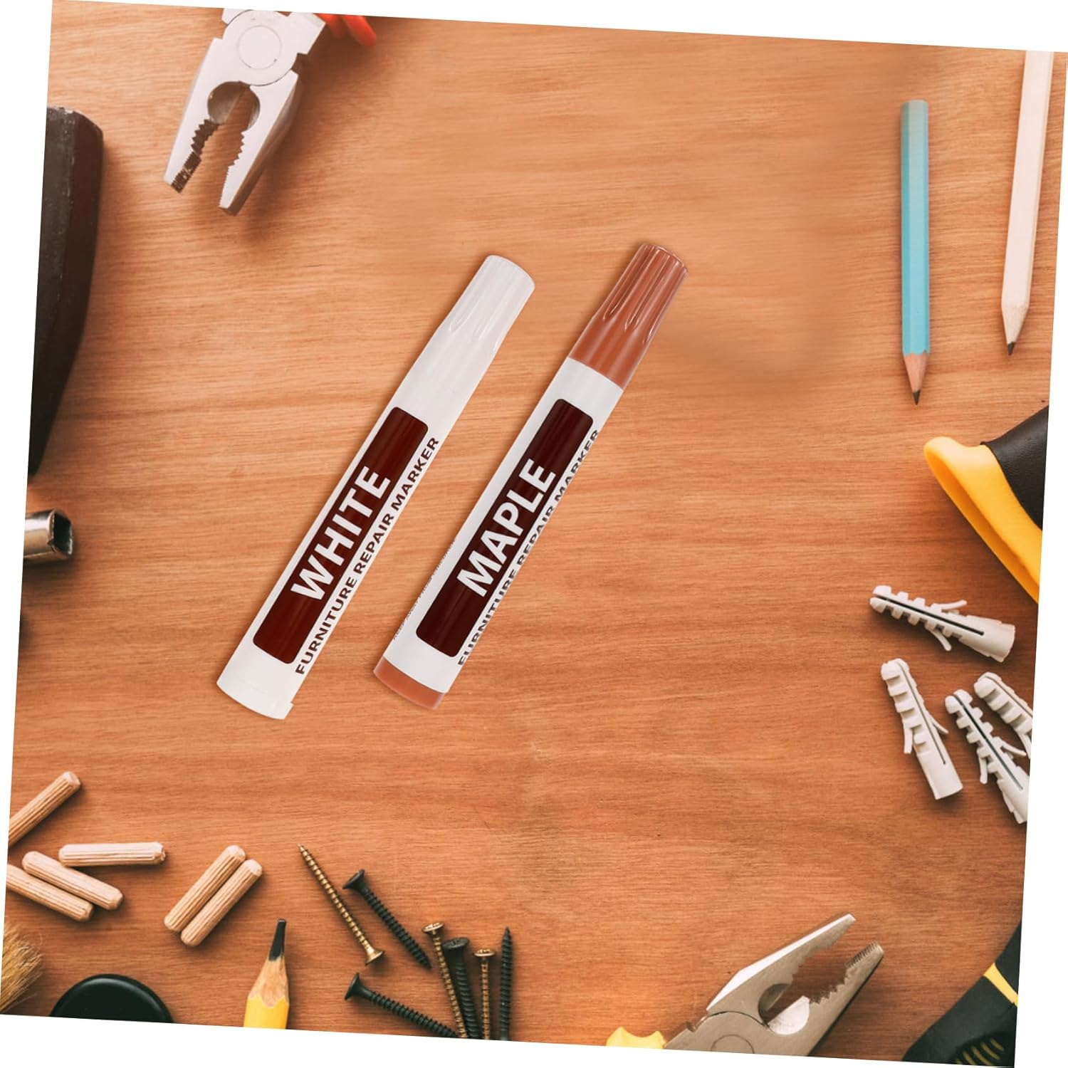 WOONEKY 8Pcs Multi-Function Furniture Repair Markers -Up Pens for Scratches Dents and Scuffs Floors Versatile Colors for Home Repair image number 1