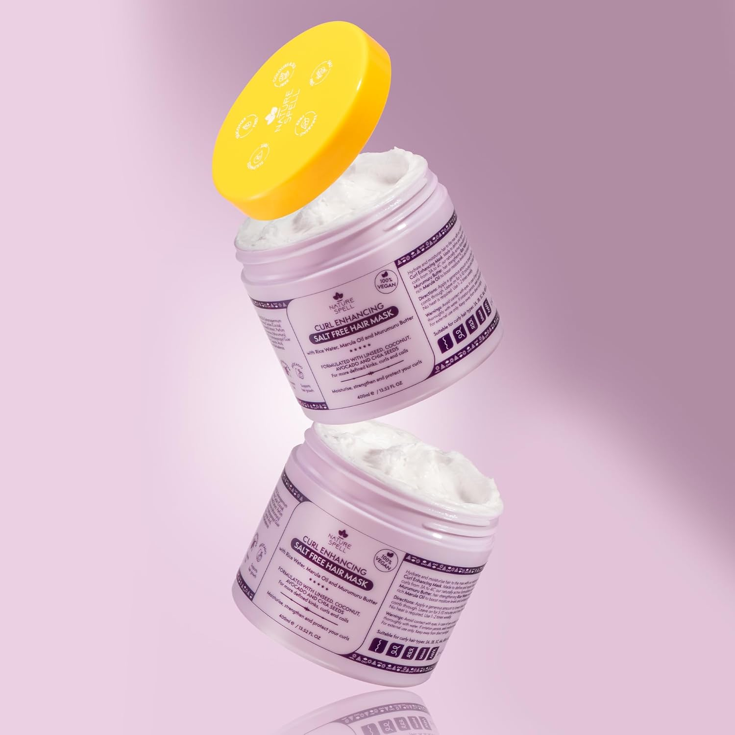 Nature Spell Curl Enhancing Hair Mask for Curly Hair by 400Ml &ndash; Infused with Rice Water & Linseed, for All Curl Types, Sulphate Free Hair Mask, 100% Vegan, Made in the UK, White