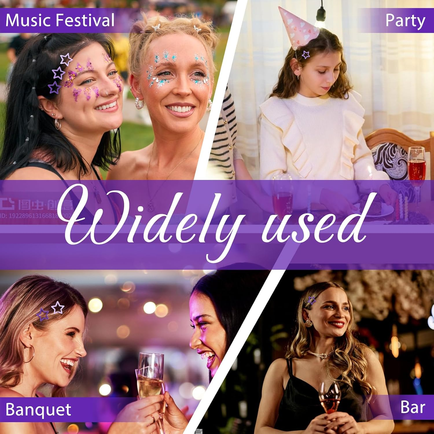 Lnngub 30 Pcs Purple Star Hair Clips,Small Star Clips Purple Snap Barrettes with Non-Slip Stars Clip Y2K Stars Barrettes for Girls and Women