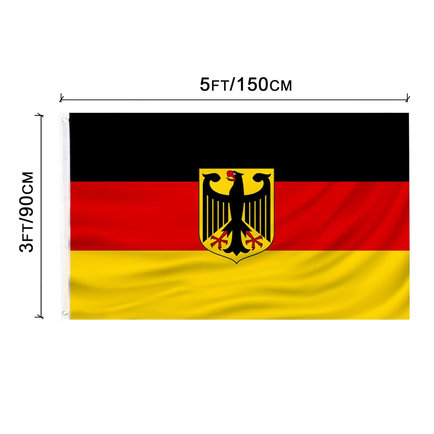German Ensign Flag 3X5 FT Germany Eagle FLAG Polyester Deutschland Flagge Outdoor Indoor Canvas Header and Double Stitched with Two Brass Grommets&hellip; image number 4
