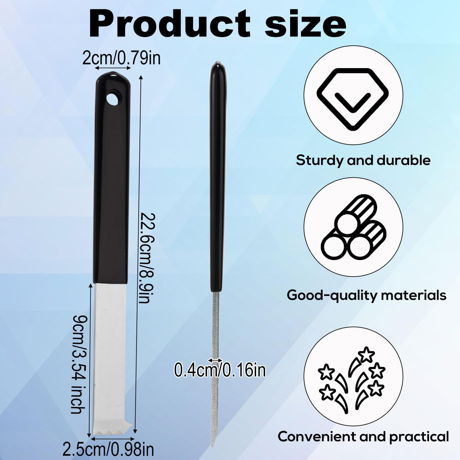 2Pcs Paver Puller Tool, 8.9X0.79 Inch Heavy Duty Carbon Steel Paver Extractor Tool with Scraper Micro Teeth & Gripper Slots for Garden Lawn Yard Brick and Block Replacement image number 1