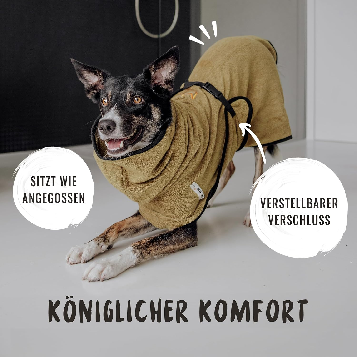 Rudelk&ouml;nig Dog Bathrobe Made of 100% Cotton - Absorbent Bathrobe Dog Small - Cuddly Dog Bathrobe for Small Dogs image number 1