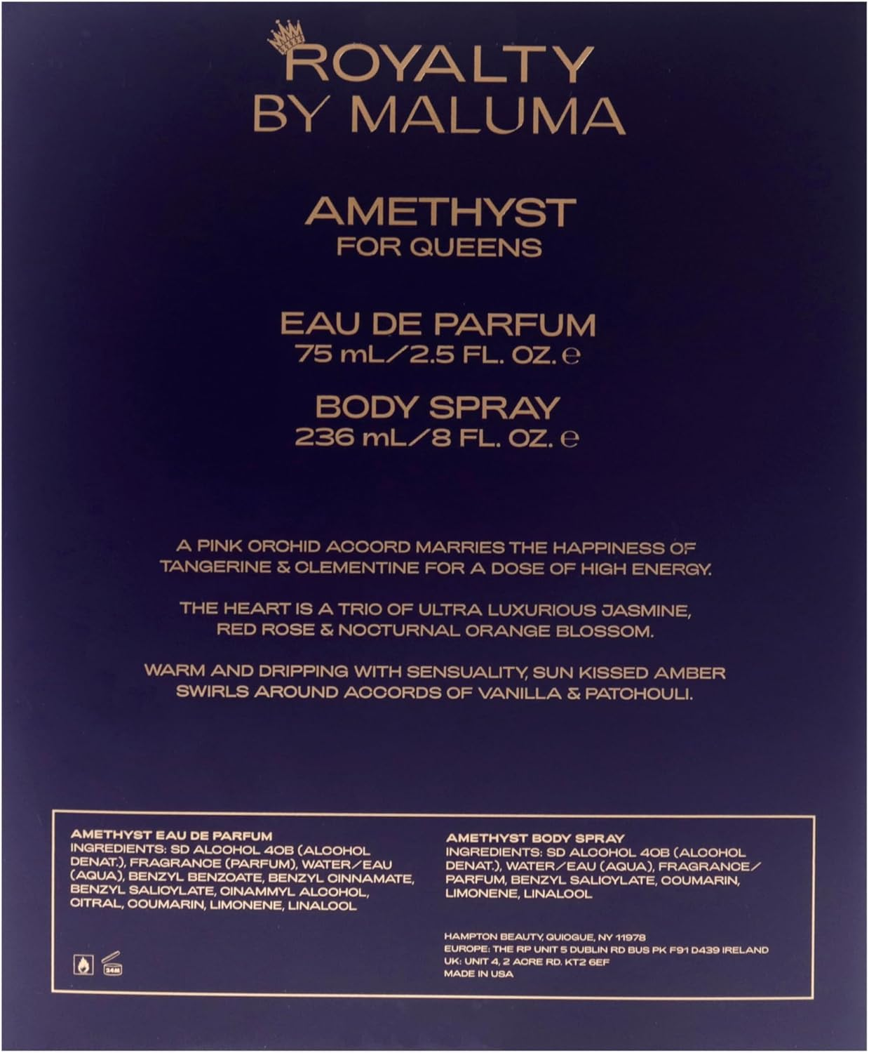 Amethyst by Royalty by Maluma for Women - 2 Pc Gift Set 2.5Oz EDP Spray, 8Oz Body Spray image number 1