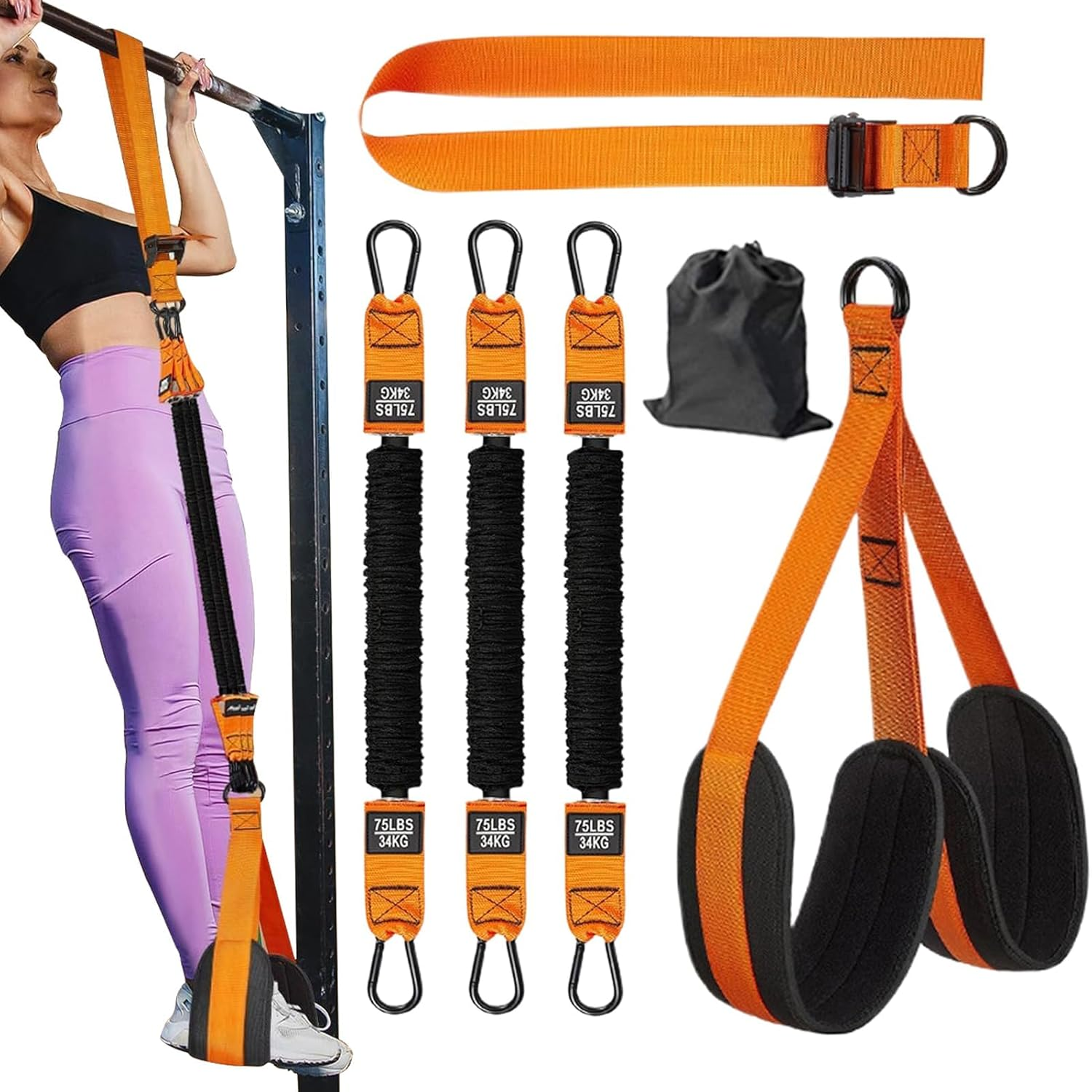 ZERIFAM Resistance Bands for Pull Ups, 225Lb Pull Ups Assistance Bands Set with Fabric Feet/Knee Rest, Weight Adjustable Pull up Bands for Home Gym, Strength Training and Pull-Up Workouts