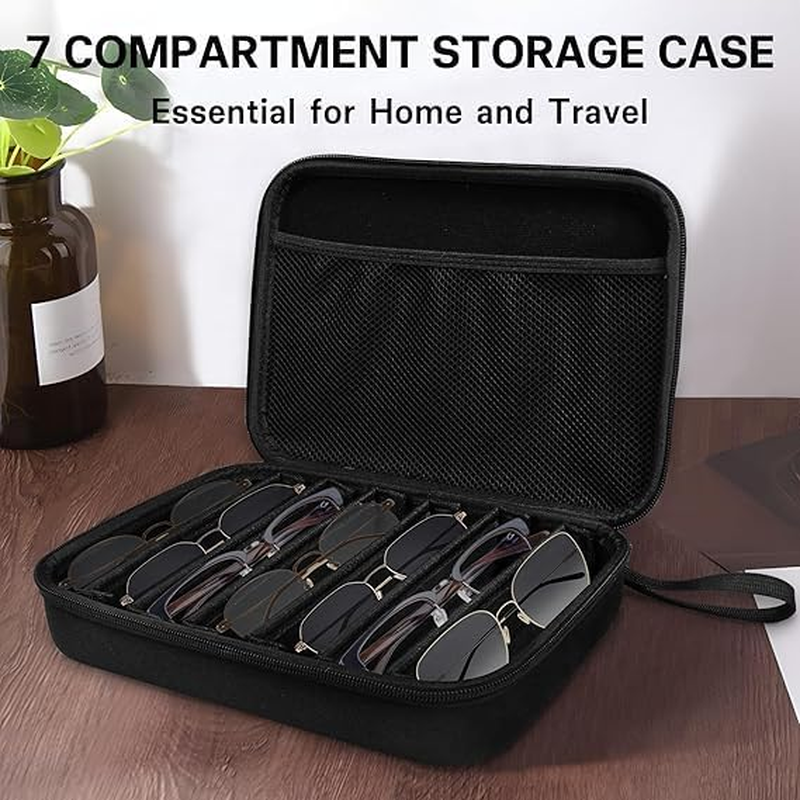 Hard Shell Travel Sunglasses Organizer Case, Portable Eyeglasses Storage Box with Adjustable Dividers & Slots for Multiple Glasses, Sunglass Case for Trip Men and Women image number 5
