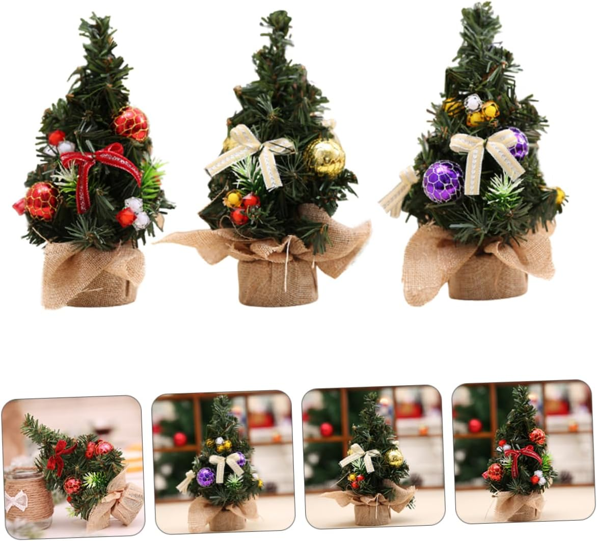 Garneck 3Pcs Christmas Ornaments Mini Trees Desktop Decorations Small Xmas Tree Ornament Felt Craft