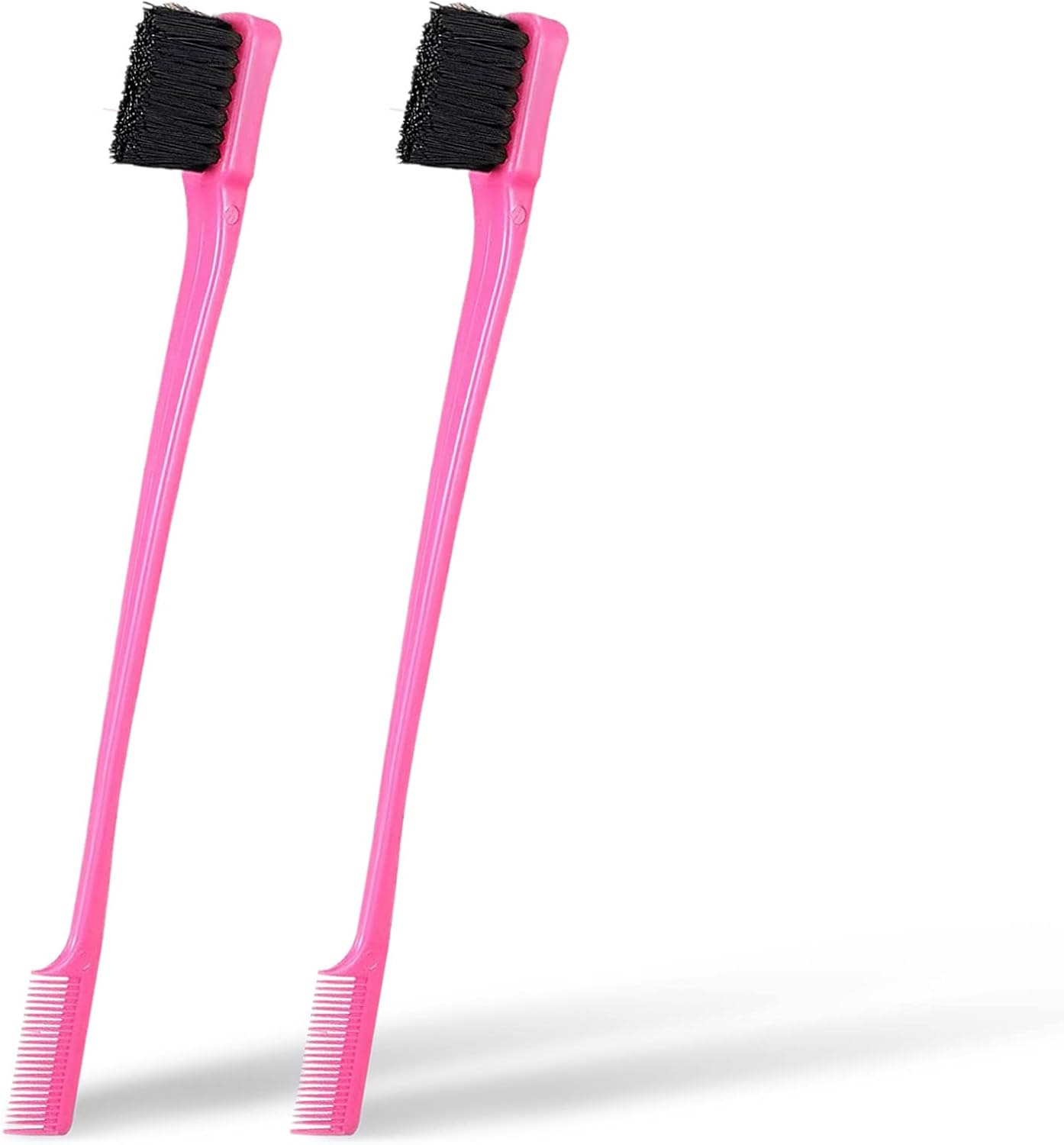 Soft 'N Style Double Sided Edge Control Hair Brush Comb Combo Pack 2 Pieces (Black)