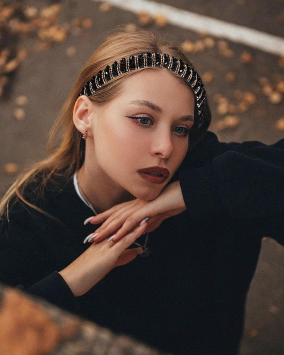 BPTRKOM Pack of 3 Glitter Headband for Women - Glitter Headband, Rhinestone Hair Band, Bling, Crystal Headbands, Thin Hair Bands, for Wedding, Evening Party, Prom image number 5