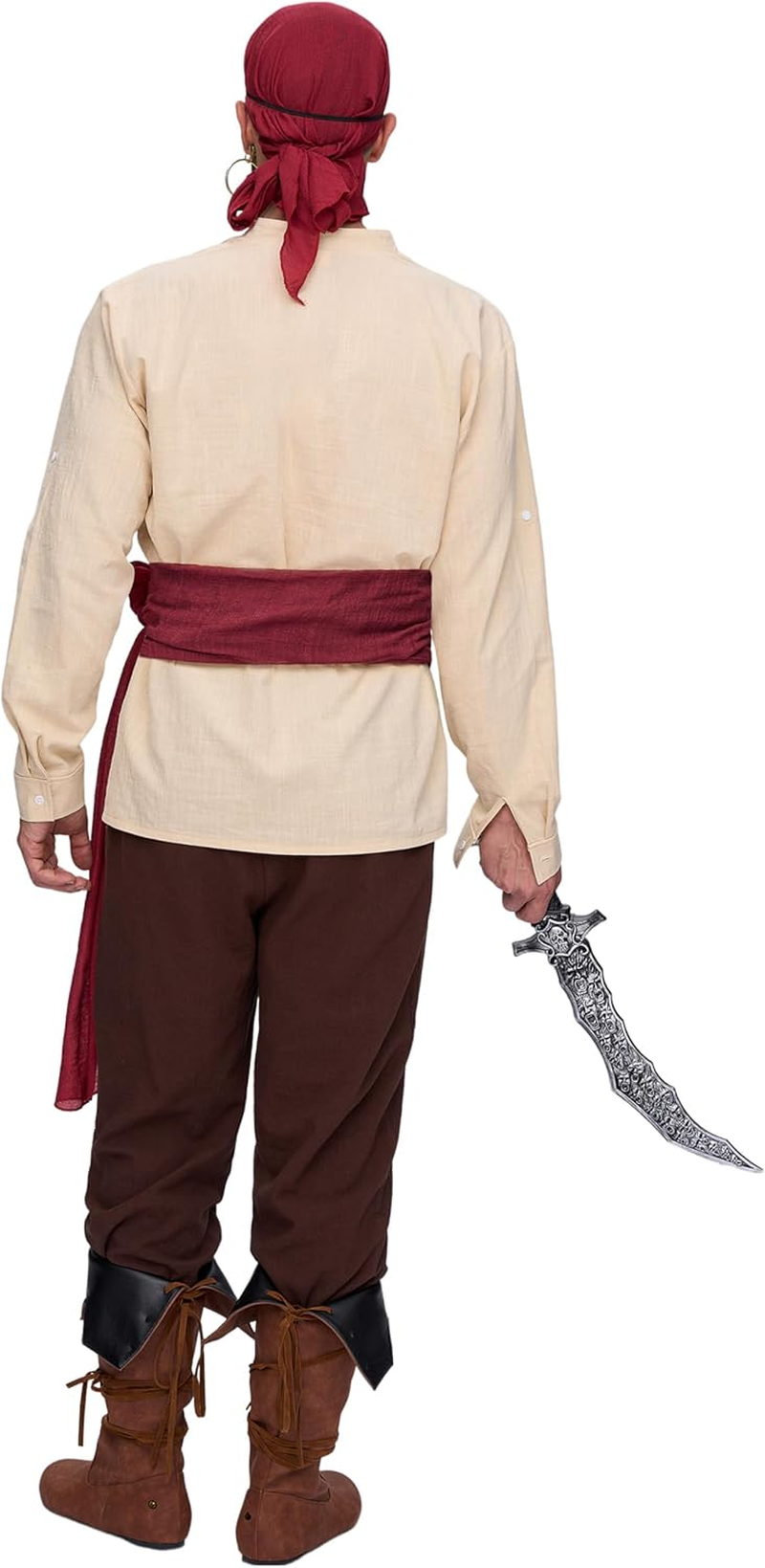 Spooktacular Creations Men Pirate Costume, Adult Halloween Costume Renaissance Medieval Viking Pirate Costume Cosplay image number 6