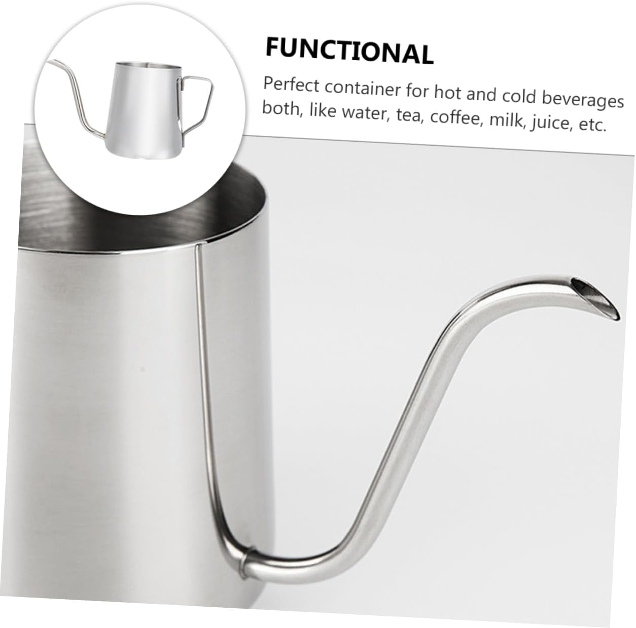 Stainless Steel Coffee Pot Long Spout Kettle 350Ml Household Tea Kettle for Drip Brewing and Espresso Making