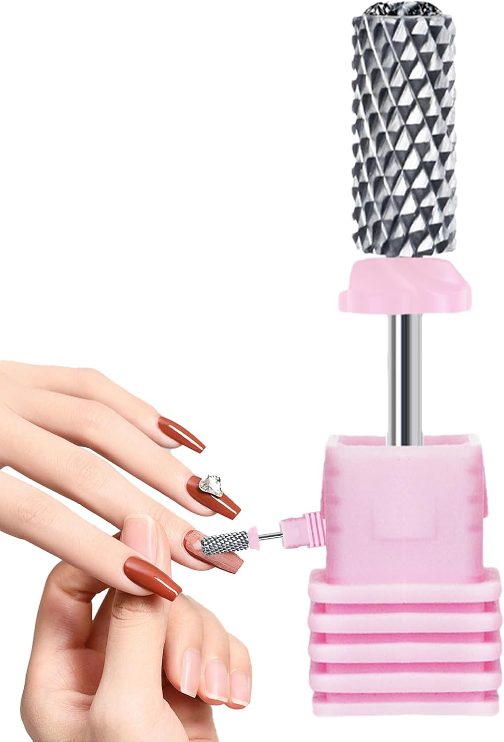 Cuticle Nail Bits, Acrylic Nail Drilltools, Rhinestone Dotted Cuticle Clean Tip, Salon Home Care Supplies for Removing Acrylic Gel