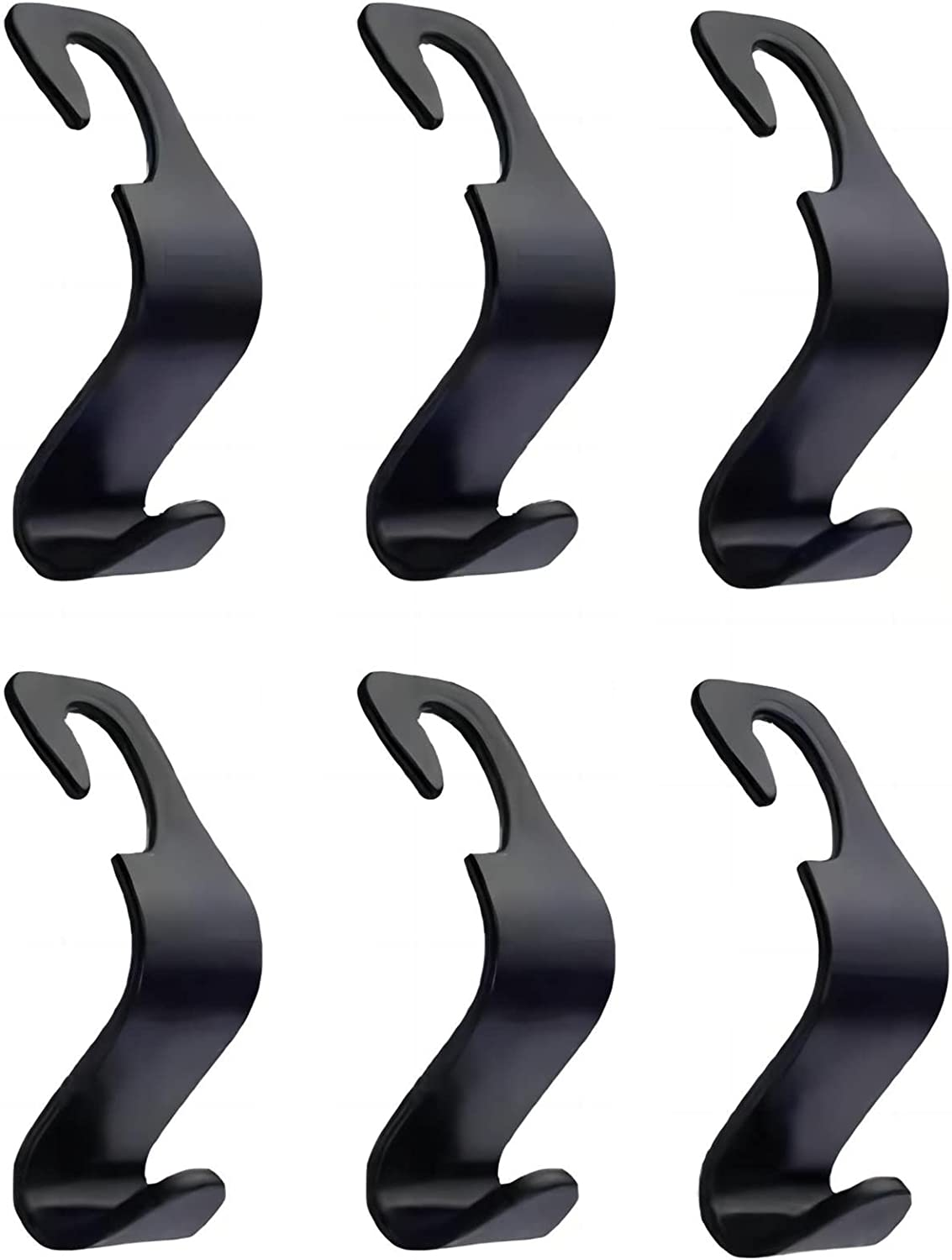 Tongke 6 Pack Car Seat Headrest Hooks, Holder Storage Hook for Car Handbag Clothes Coats Grocery Bags, Black image number 4
